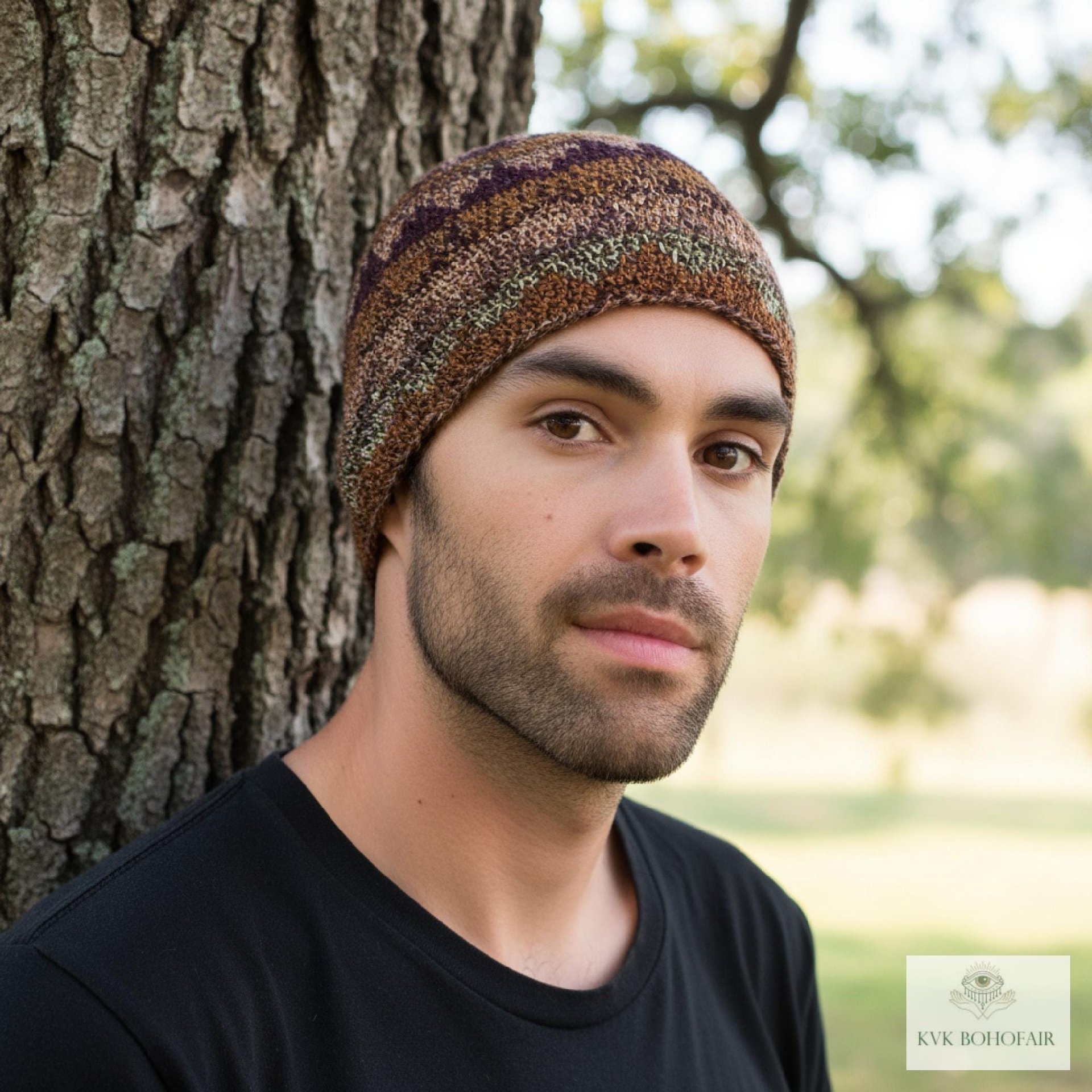 Earth Kufi Skull Cap - Crocheted Beanie Hat, Ethically sourced
