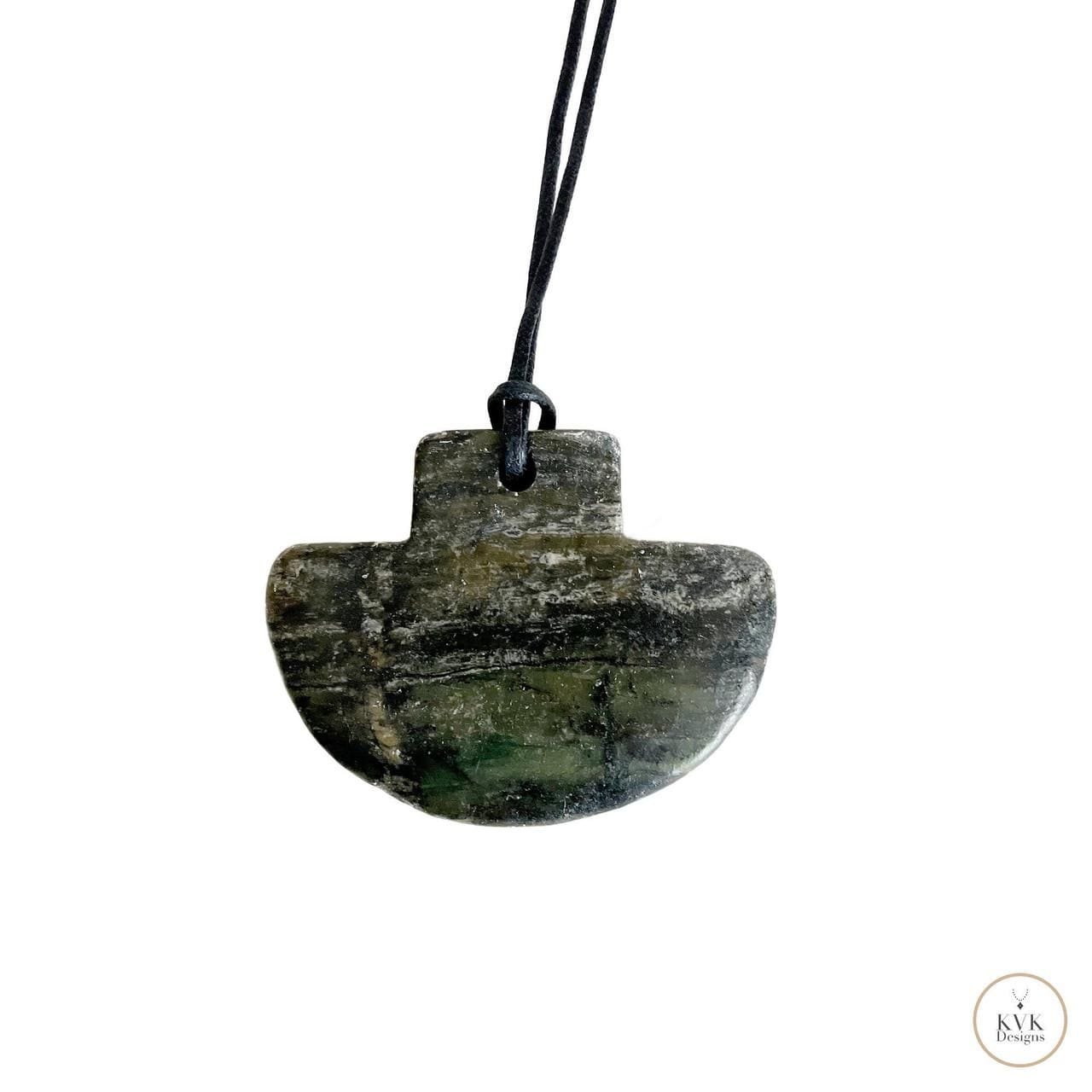 Natural Serpentine Axe Pendant - Handcrafted Earthy Gemstone Necklace, Handmade Stone Jewelry