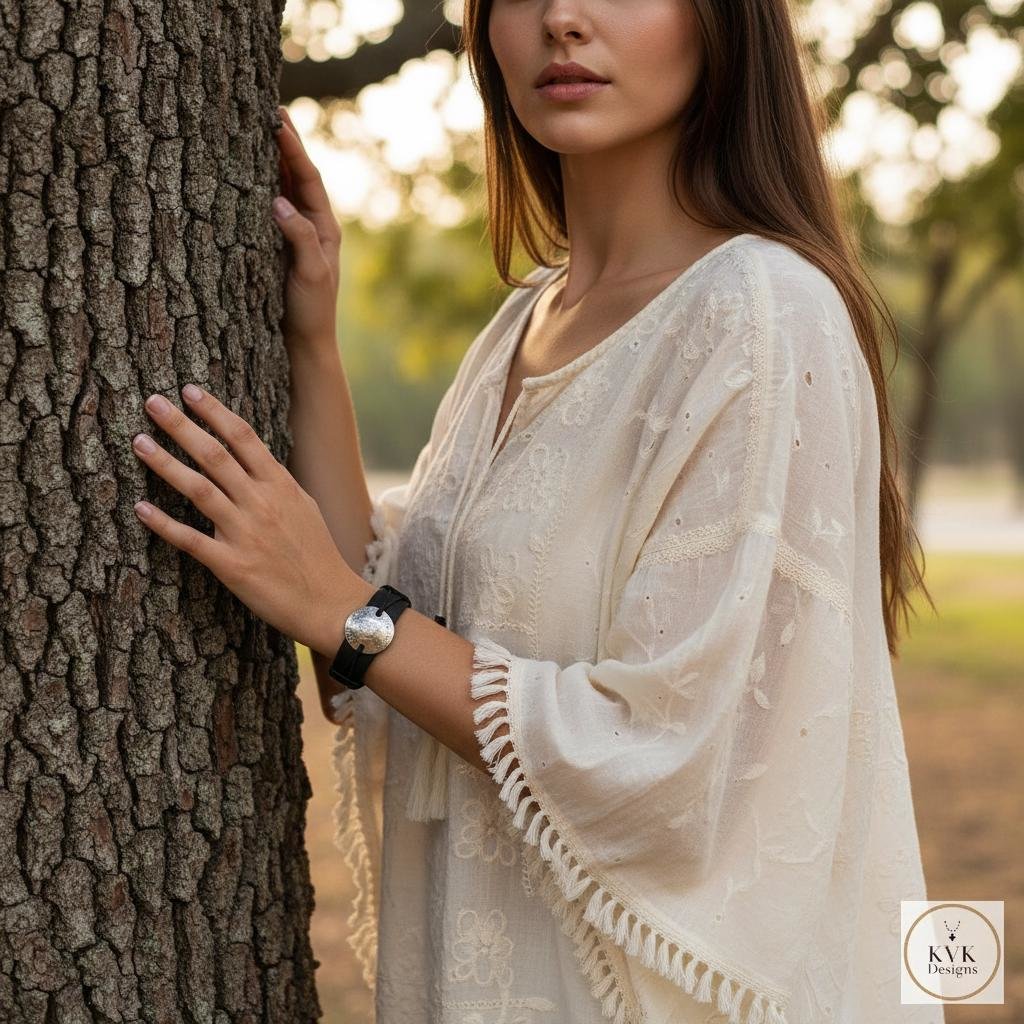 Handcrafted Coin Bracelet from Guatemala - Adjustable Black Leather Cuff