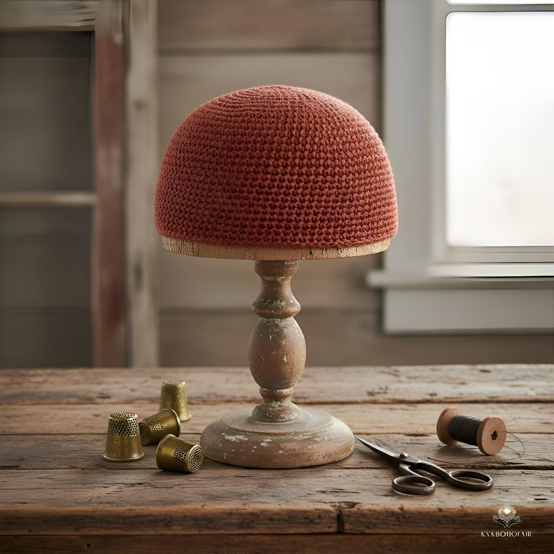 Red Kufi Skull Cap - Crocheted Beanie Hat, Ethically sourced