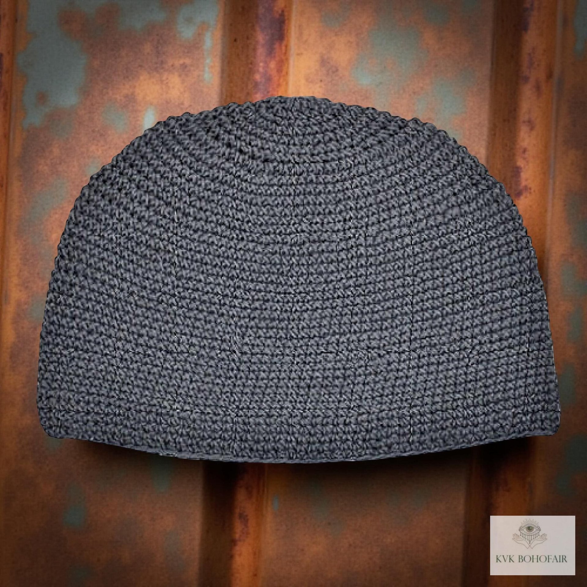 Gray Kufi Skull Cap - Crocheted Beanie Hat, Ethically sourced