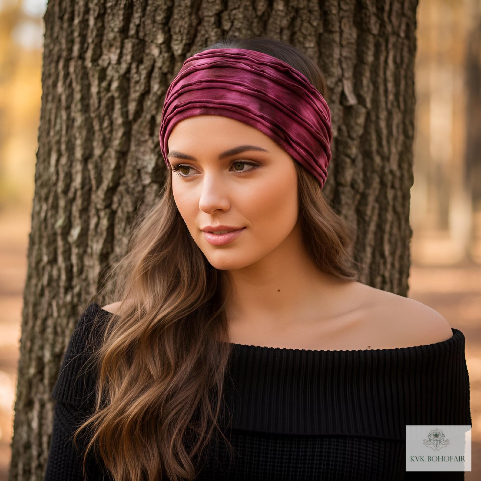 Maroon Tie Dye Boho Headband - Stylish Bohemian Headwrap, Headbands for Women