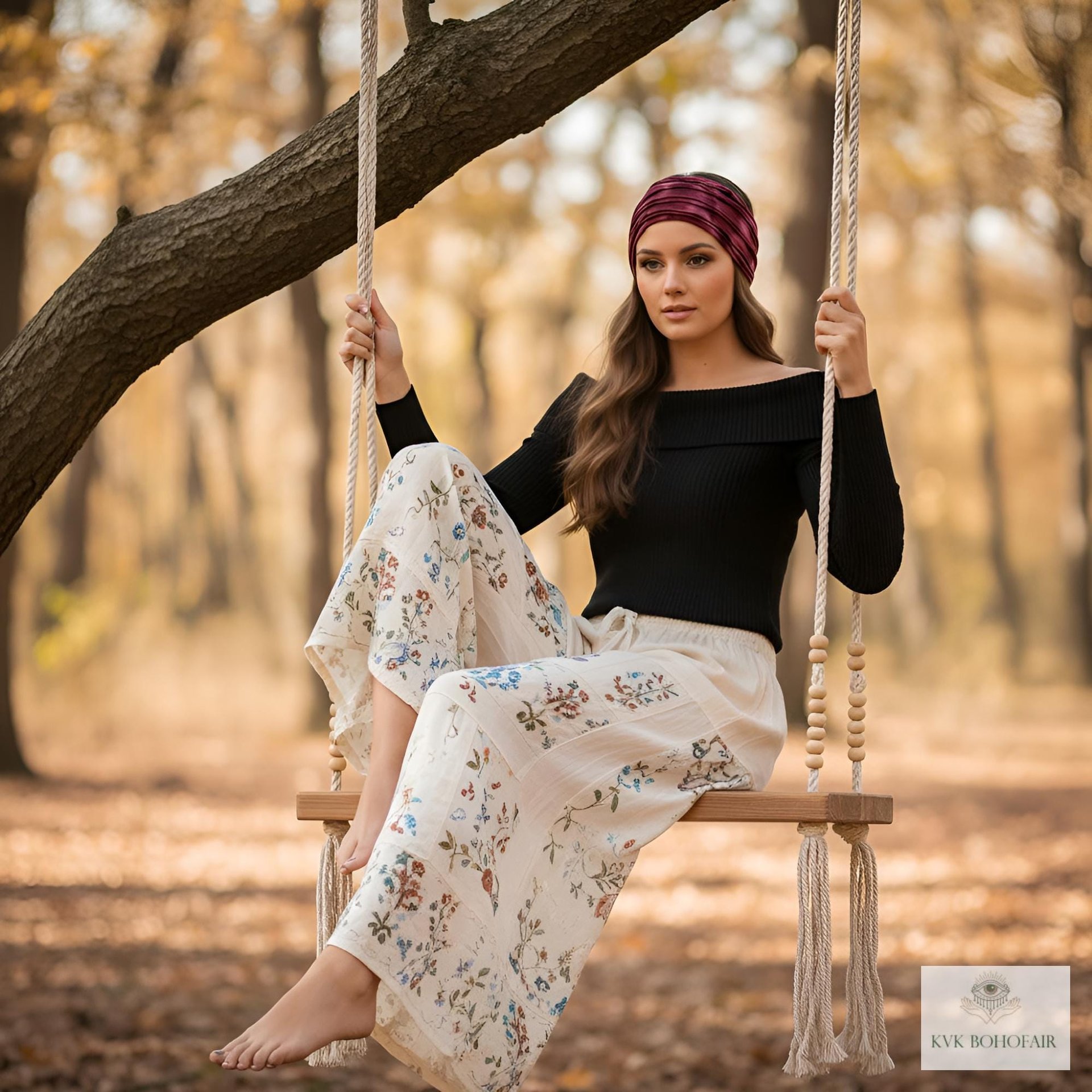 Maroon Tie Dye Boho Headband - Stylish Bohemian Headwrap, Headbands for Women