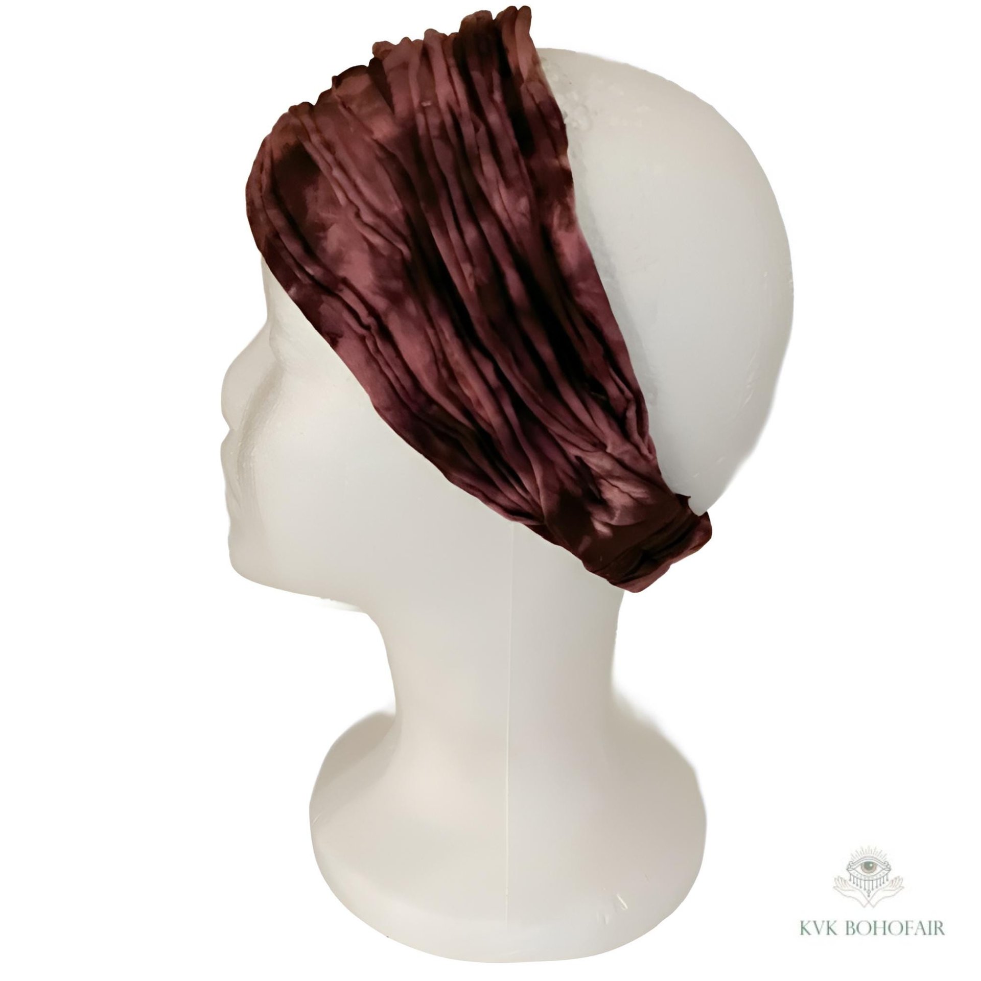Maroon Tie Dye Boho Headband - Stylish Bohemian Headwrap, Headbands for Women