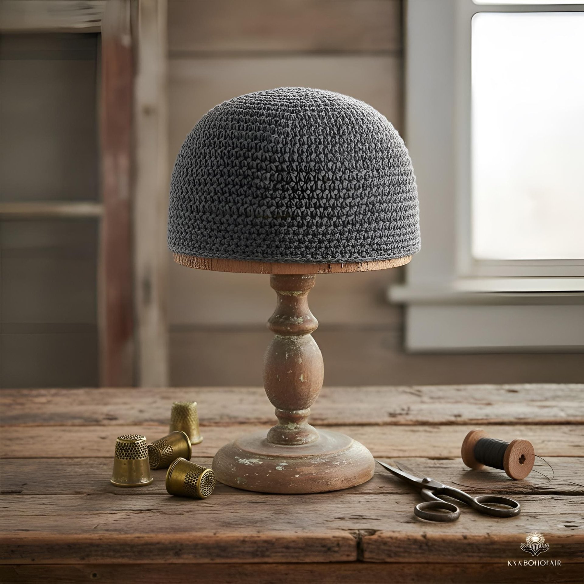 Gray Kufi Skull Cap - Crocheted Beanie Hat, Ethically sourced