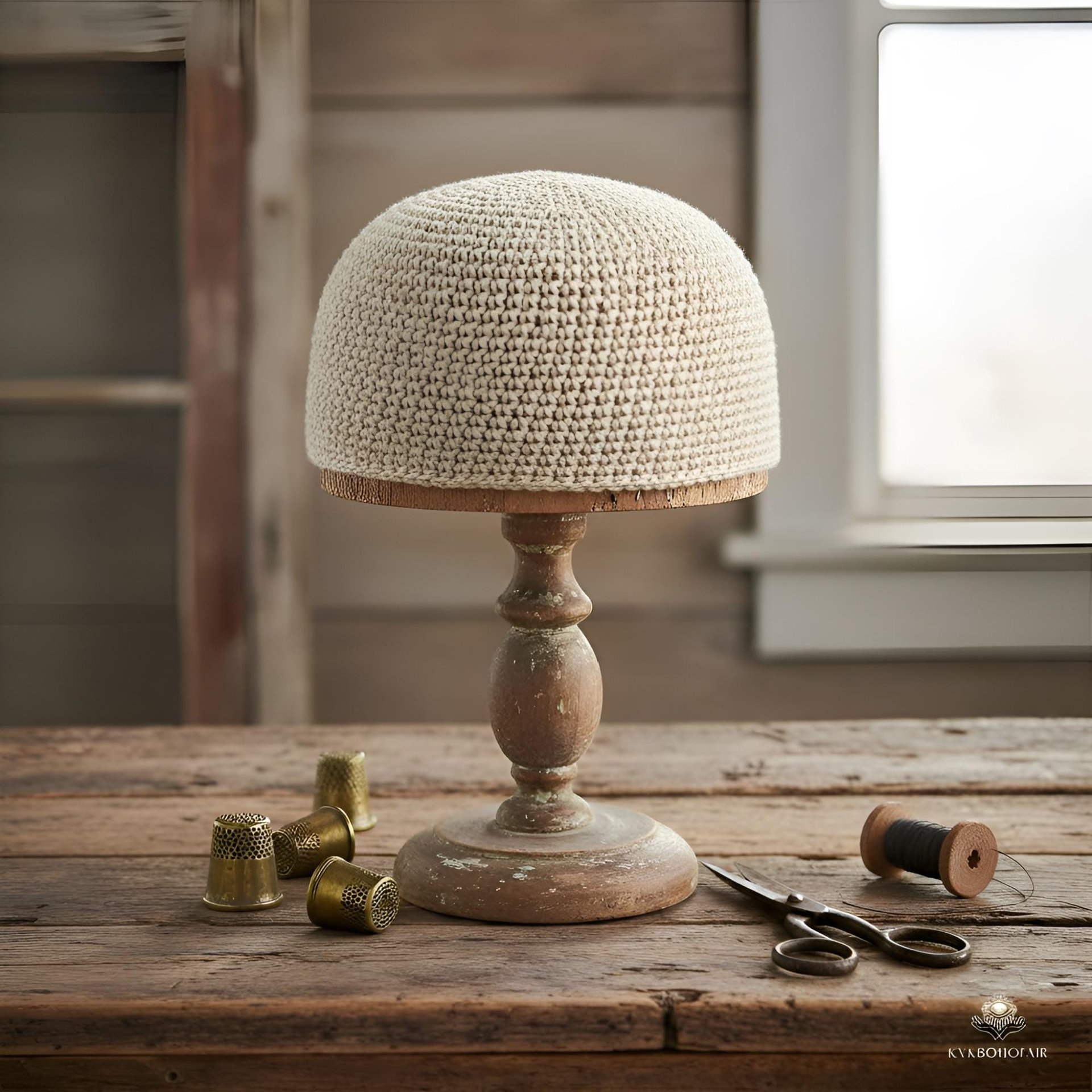 Cream Kufi Skull Cap - Crocheted Beanie Hat, Ethically sourced