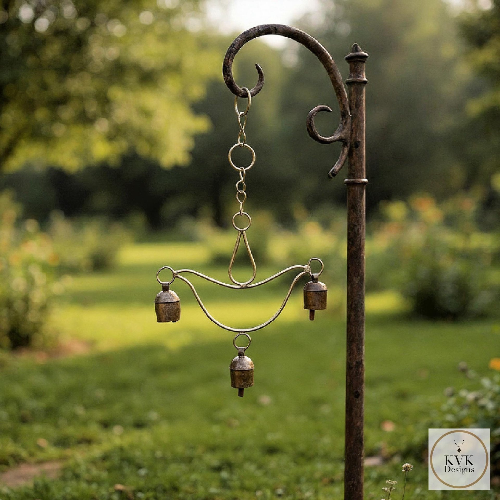 Handcrafted Lotus Flower Wind Chime - Rustic Metal Art for Garden & Home Decor