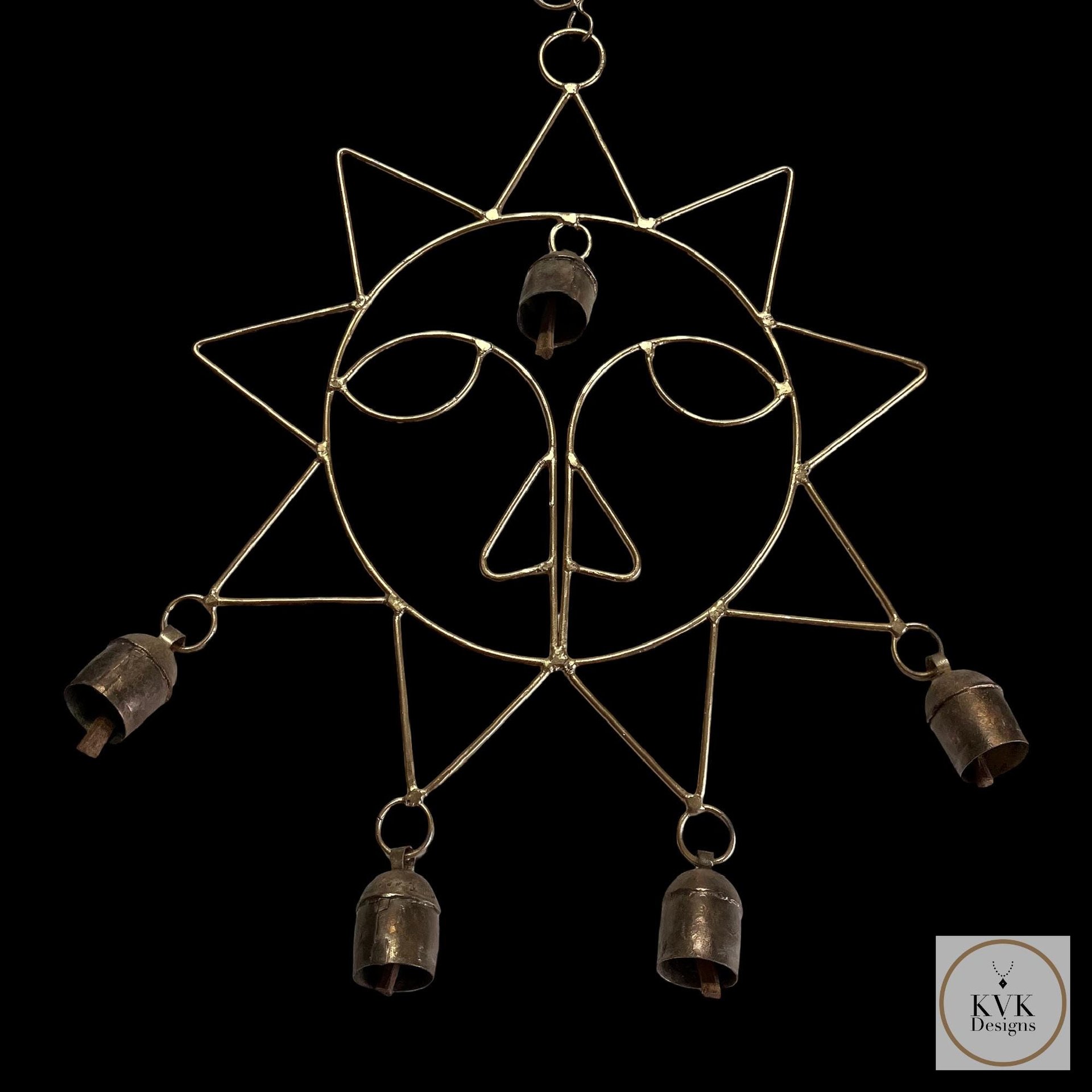 Handcrafted Rustic Sun Wind Chime - Artisan-made Garden Decor