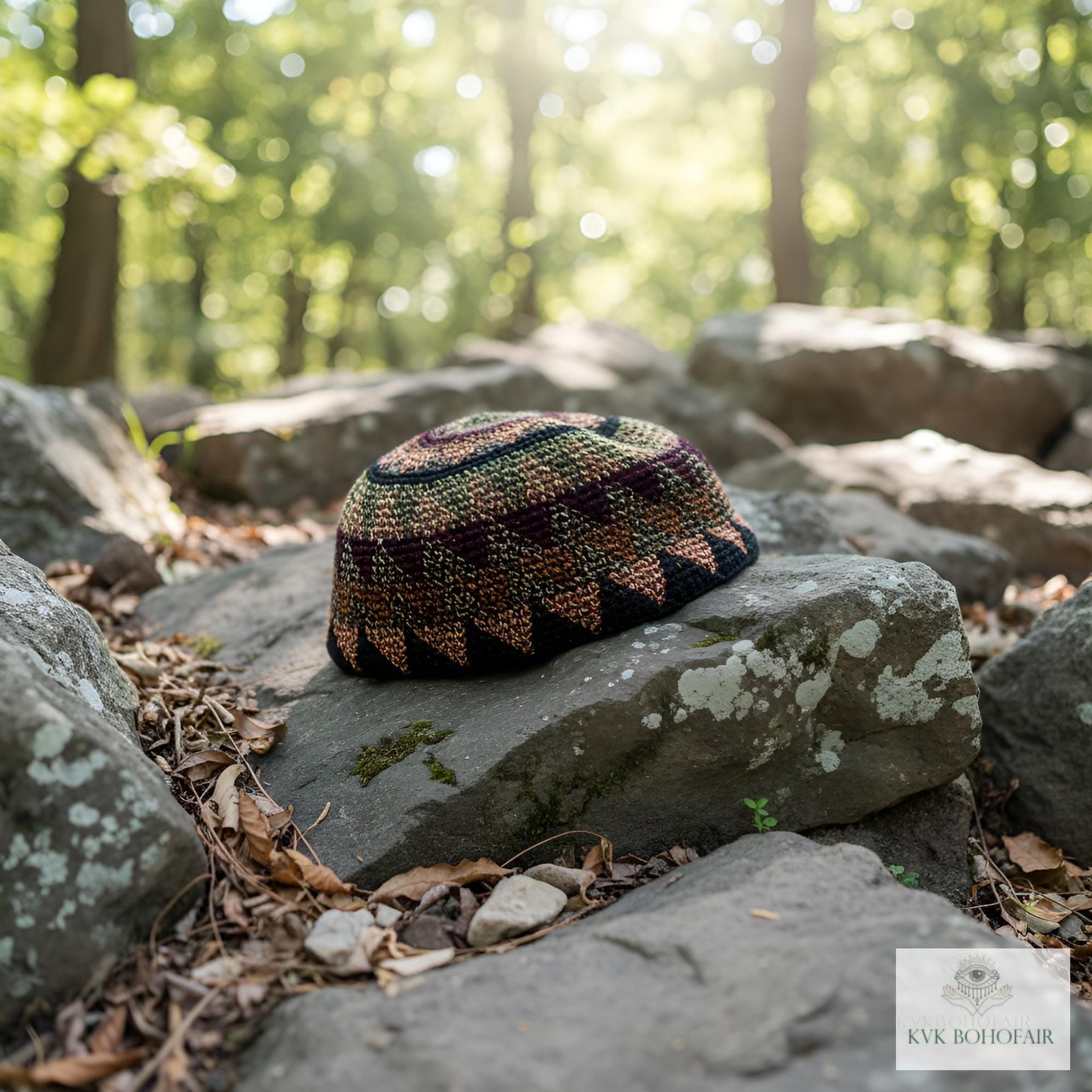 Earth Kufi Skull Cap - Crocheted Beanie Hat, Ethically sourced