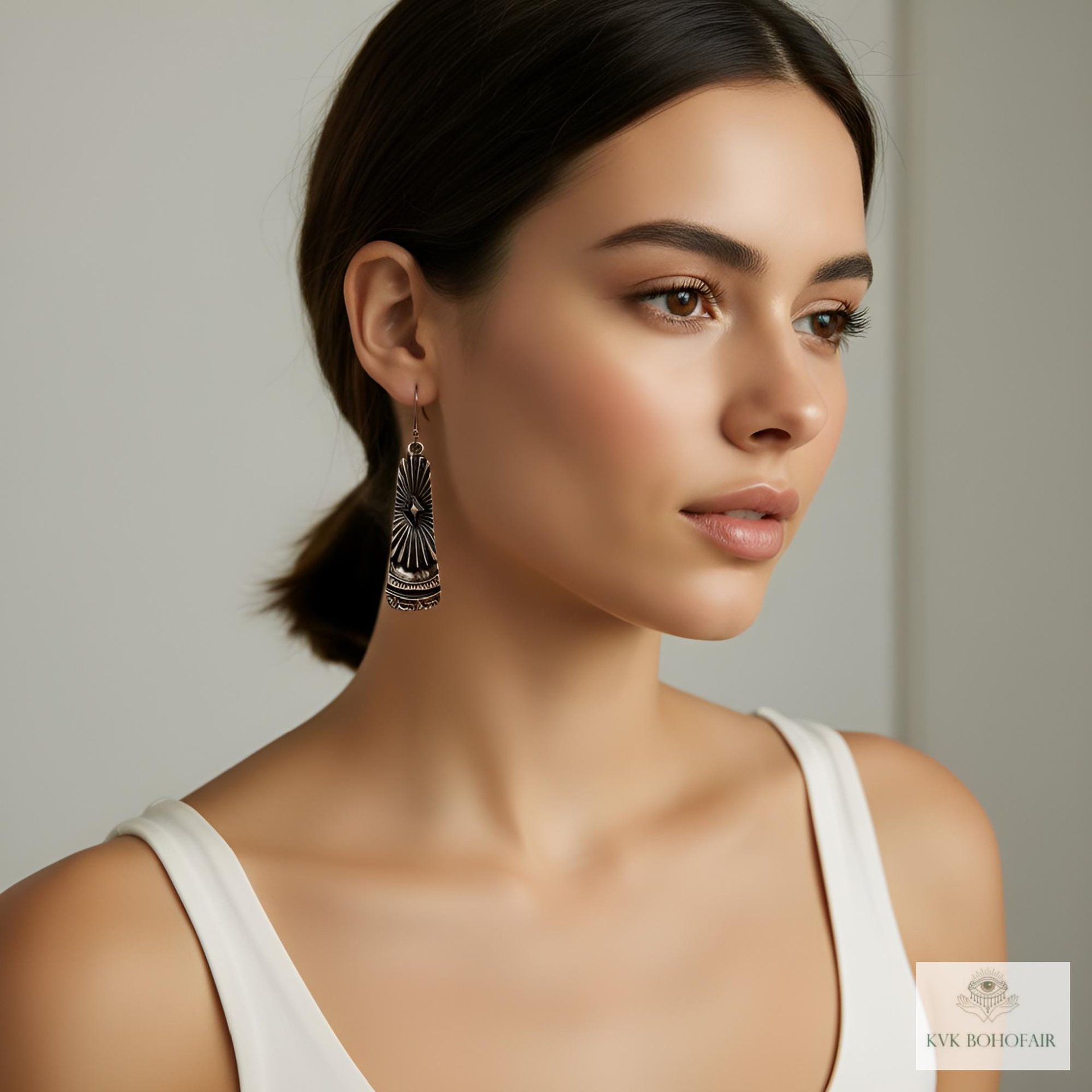 Handcrafted Antique Copper Tribal Earrings - Boho Ethnic Dangles