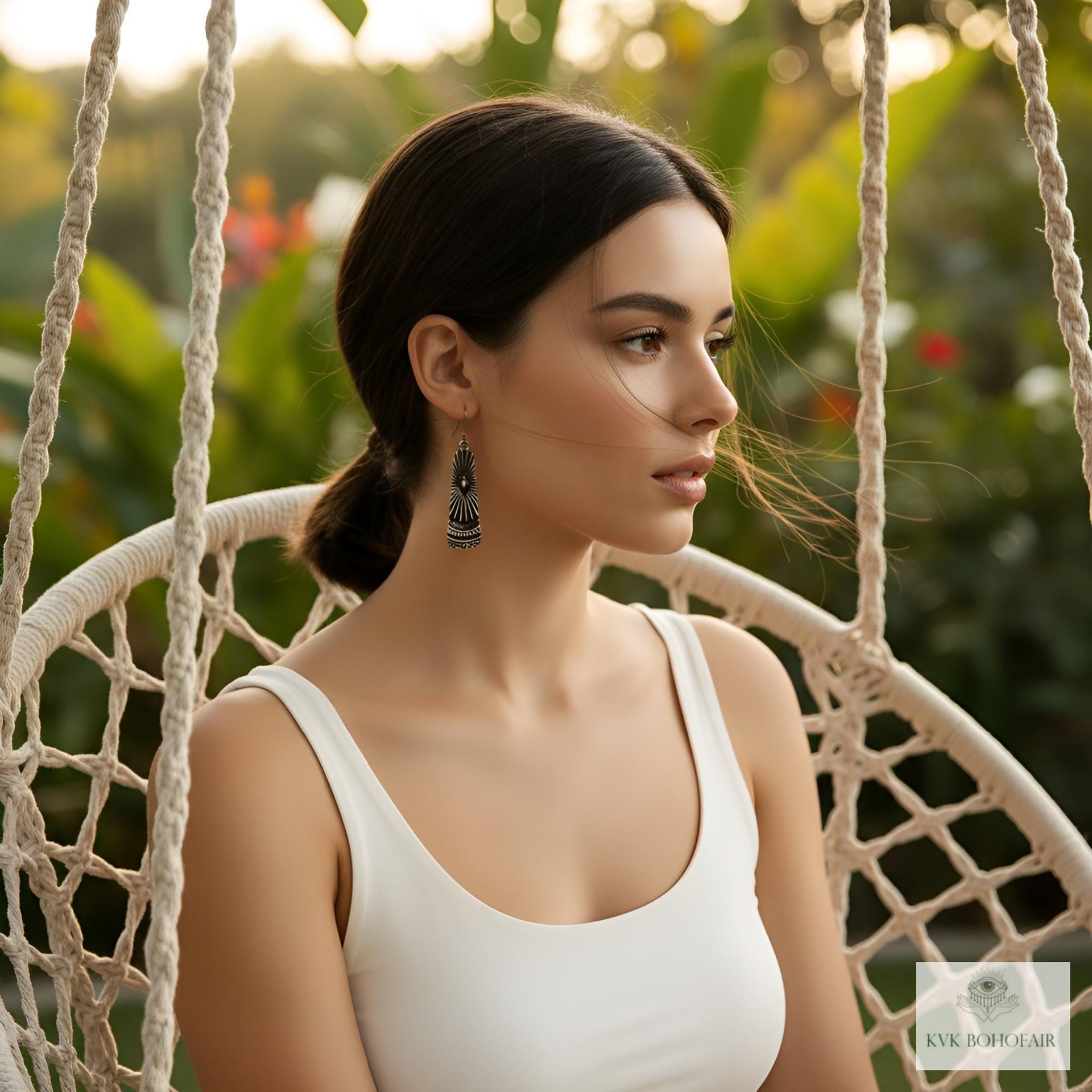 Handcrafted Antique Copper Tribal Earrings - Boho Ethnic Dangles