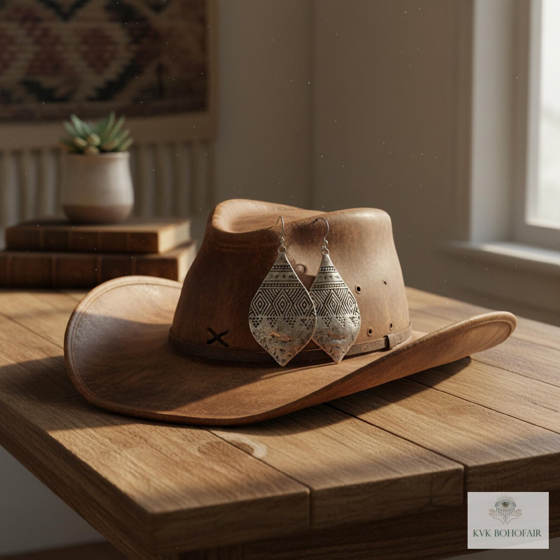 Silver Hammered Tribal Earrings: Boho Jewelry