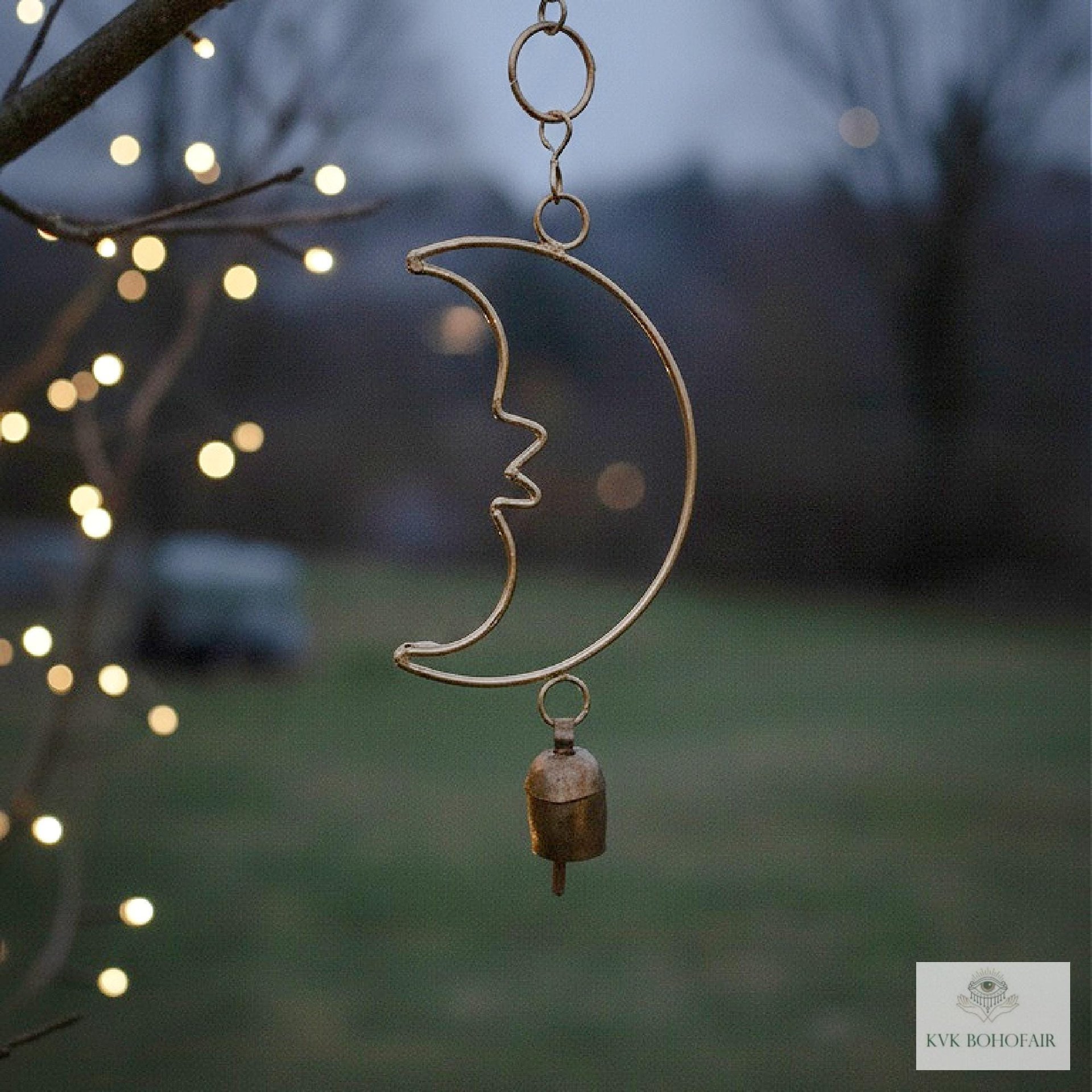 Crescent Moon Bell Chime - Artisan-made Garden Decor