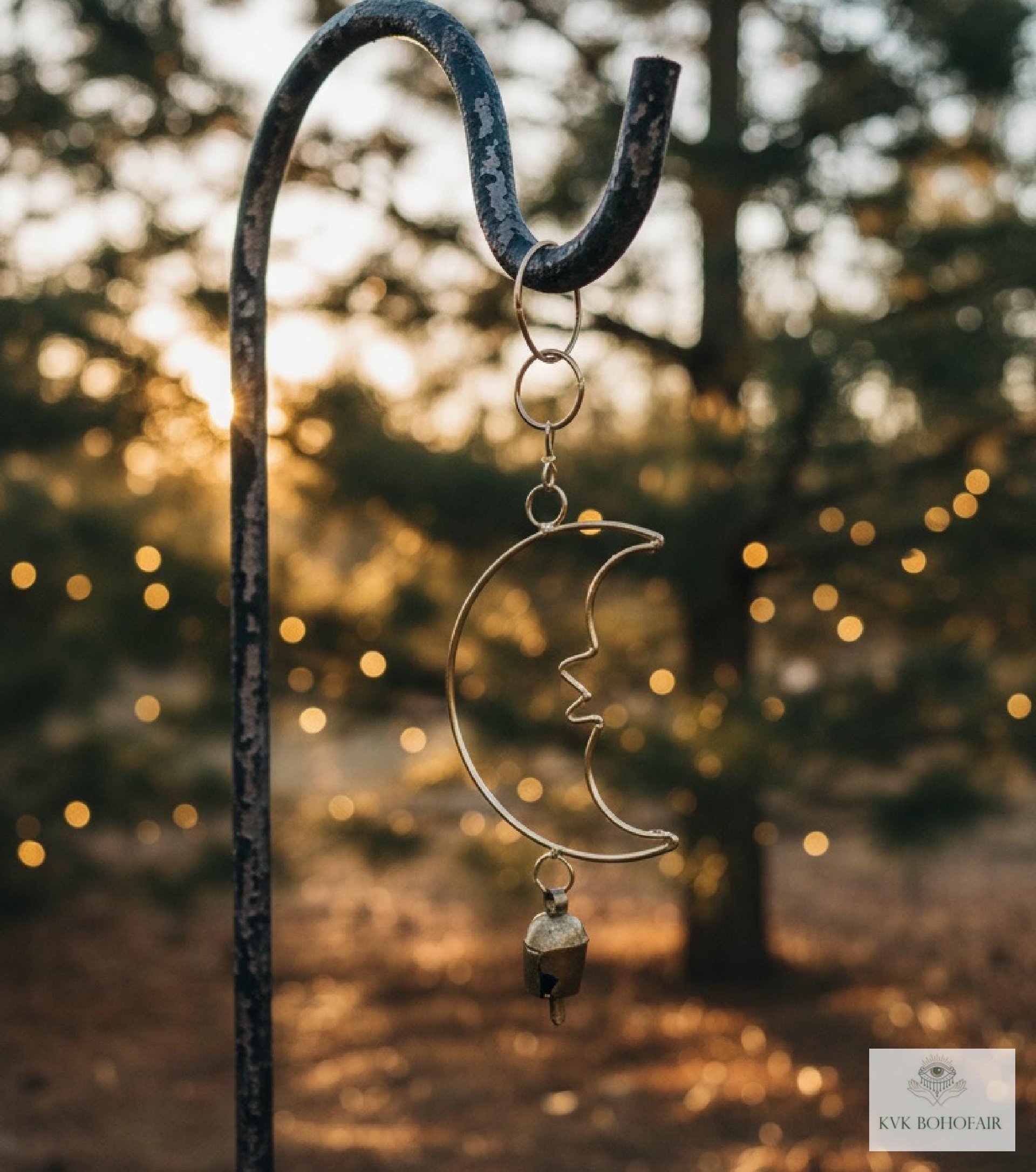 Crescent Moon Bell Chime - Artisan-made Garden Decor