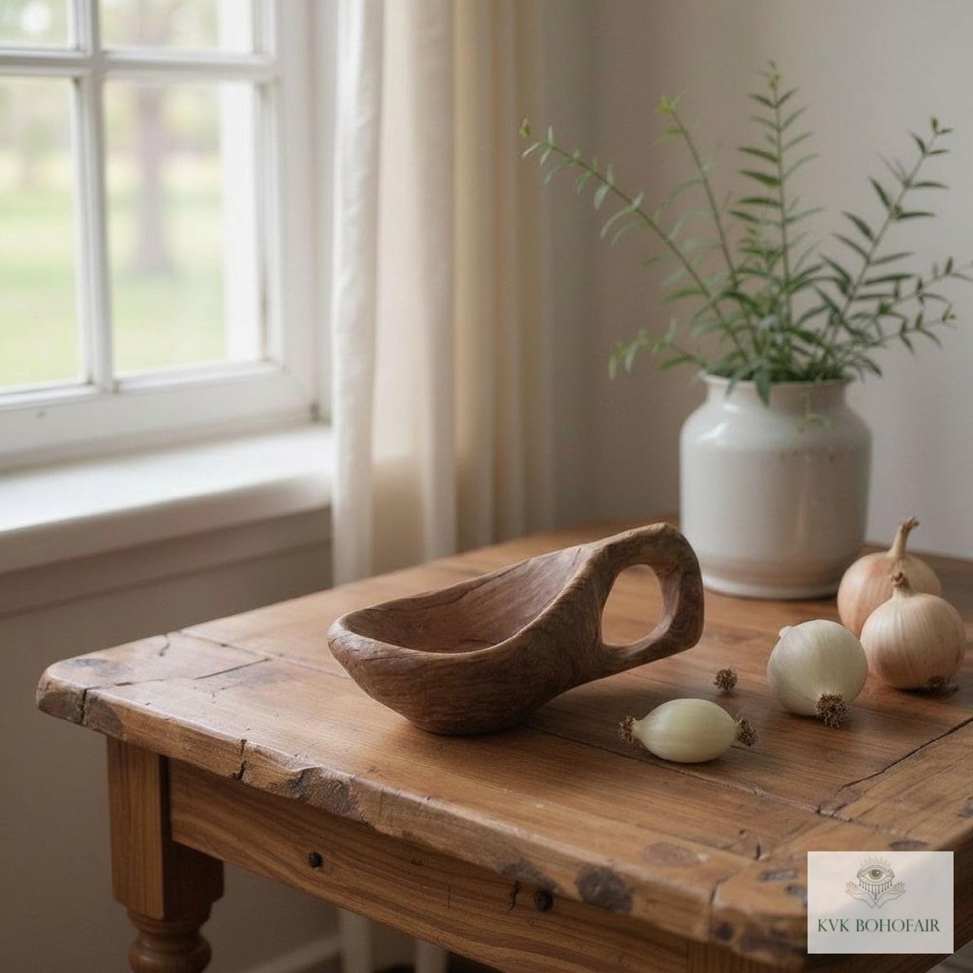 Hand Carved Olive Wood Salt Pot with Handle: Kenyan Kitchen Decor