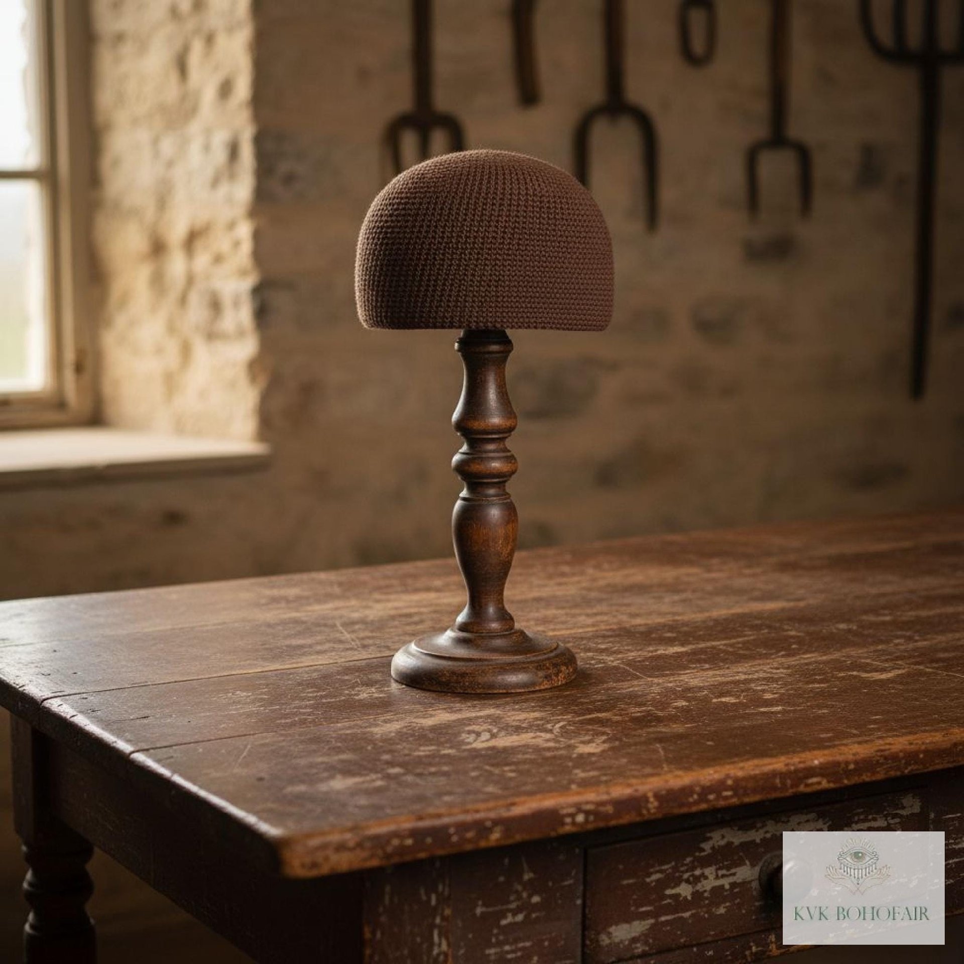 Brown Kufi Skull Cap - Crocheted Beanie Hat, Ethically sourced