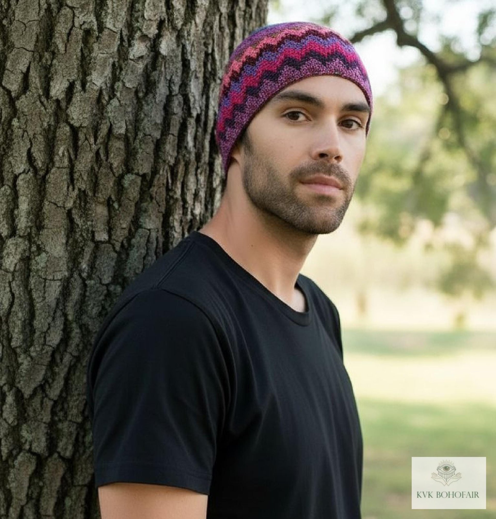 Bright Multi Color Kufi Skull Cap - Crocheted Beanie Hat, Ethically sourced