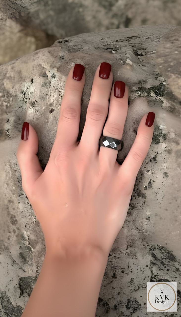 6mm Faceted Hematite Ring 