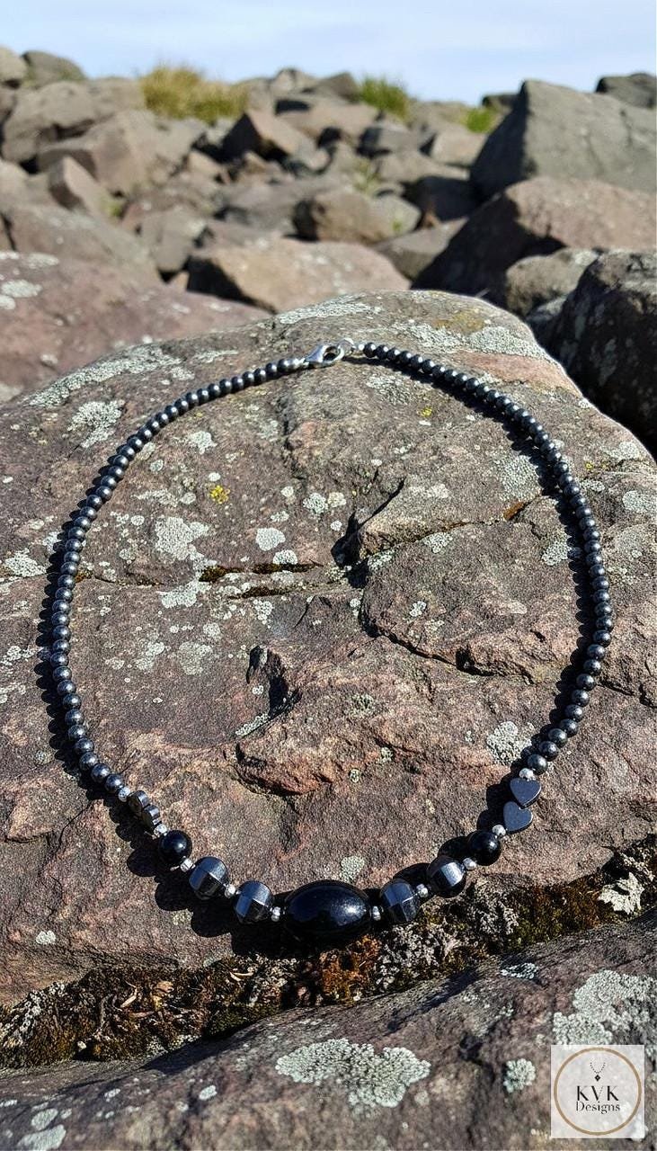 Hematite & Black Onyx Gemstone Necklace