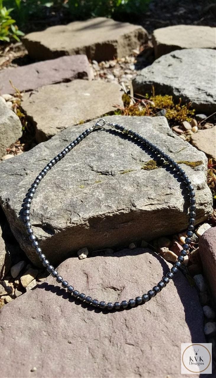 Faceted Hematite Bead Necklace