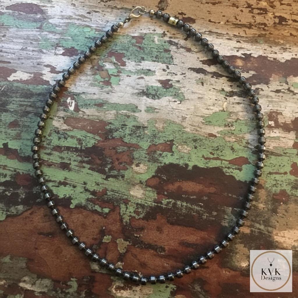 Faceted Hematite Bead Necklace