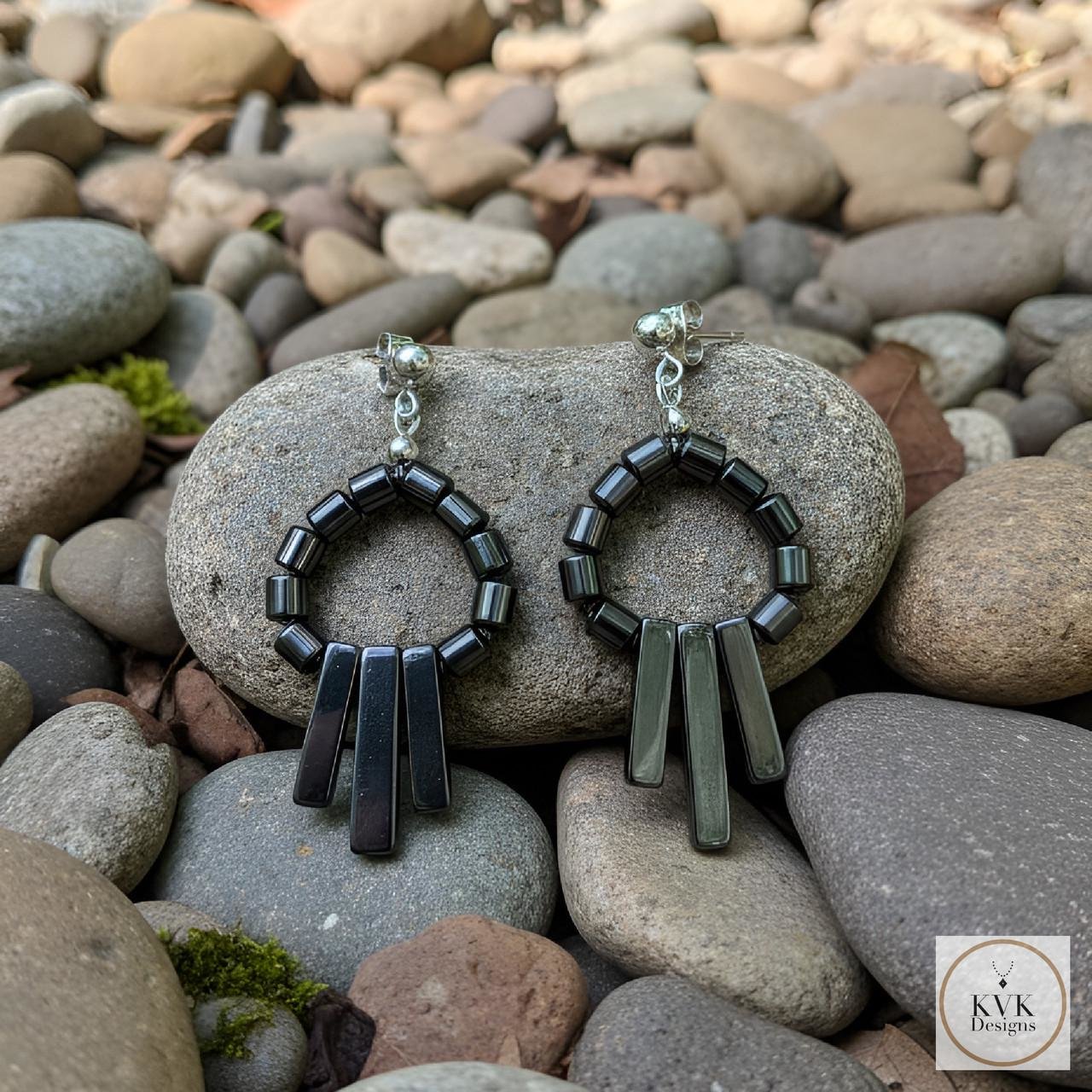 Hematite Paddle Dangle Earrings