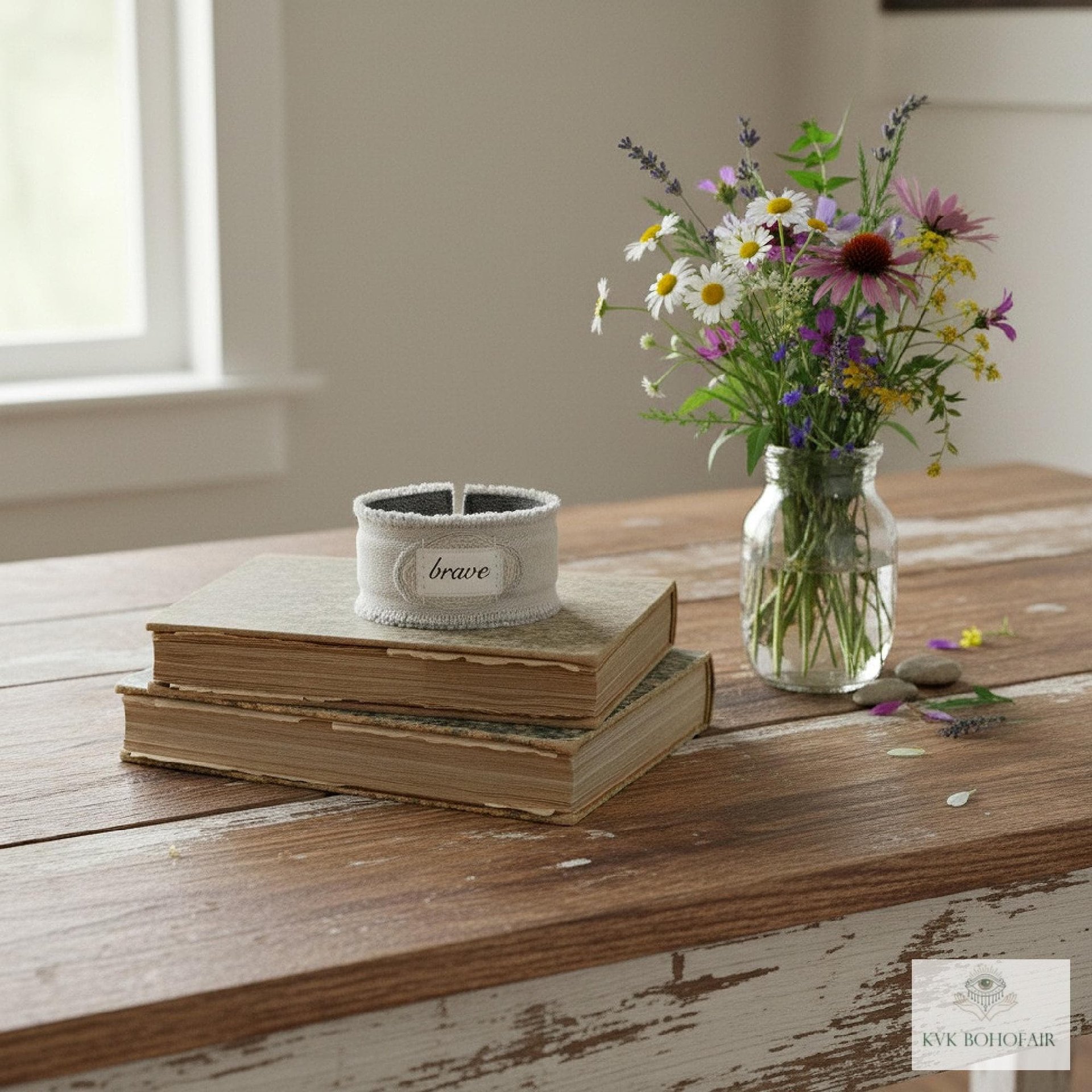 Brave Boho Cuff Bracelet – Stitched Cotton Fabric Wrist Cuff