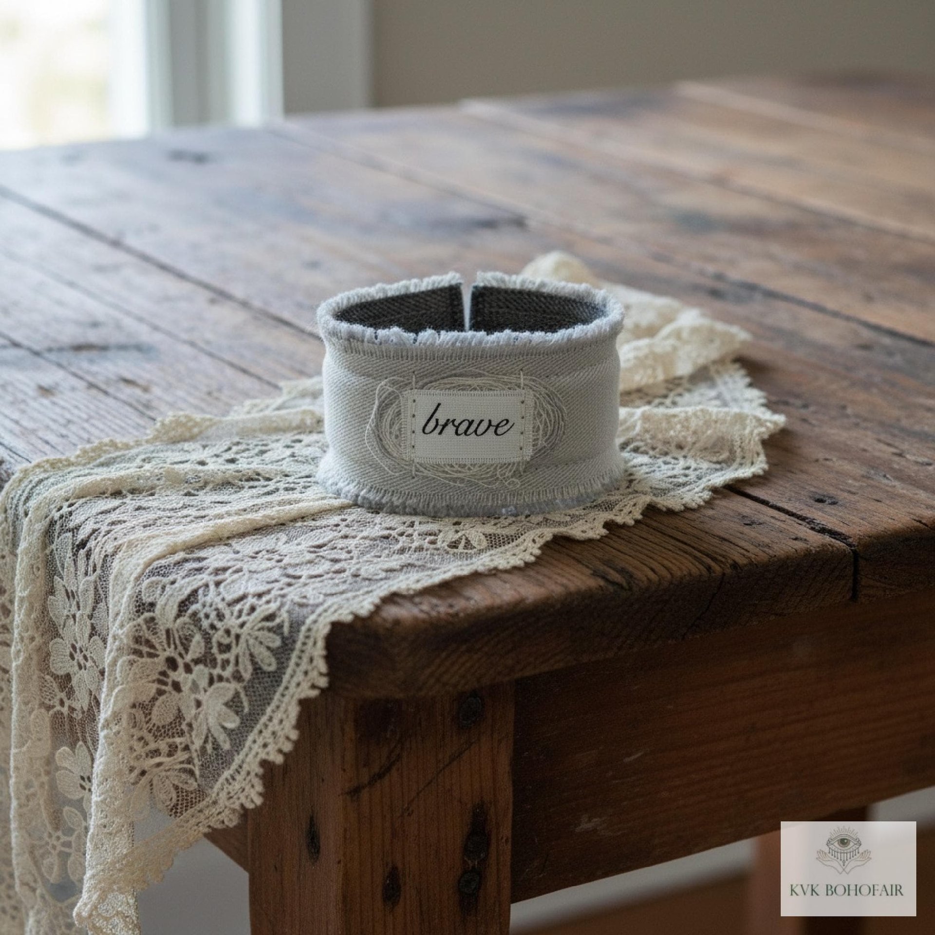 Brave Boho Cuff Bracelet – Stitched Cotton Fabric Wrist Cuff