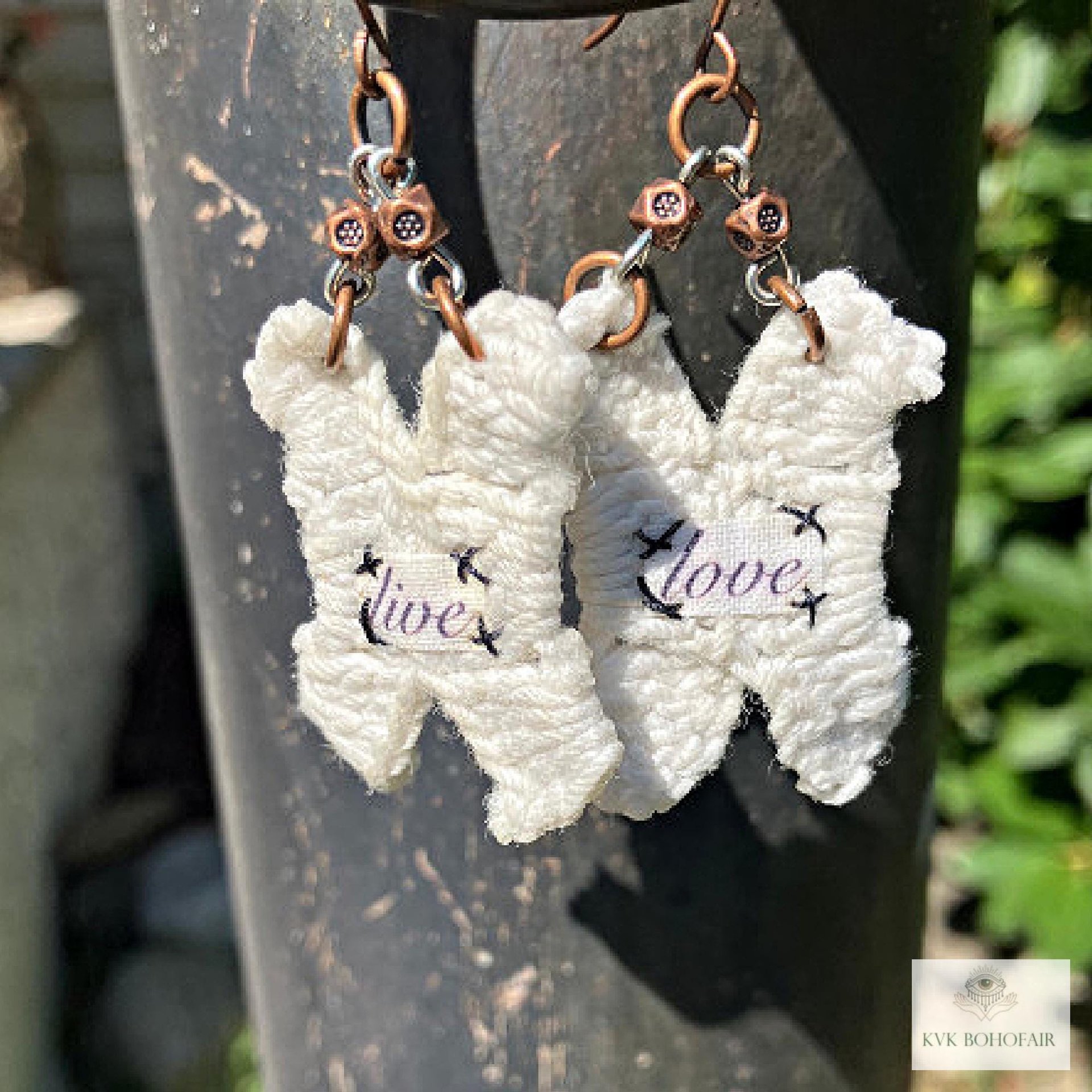 Boho Earrings LIVE LOVE - Hippie Crochet Dangle Earrings