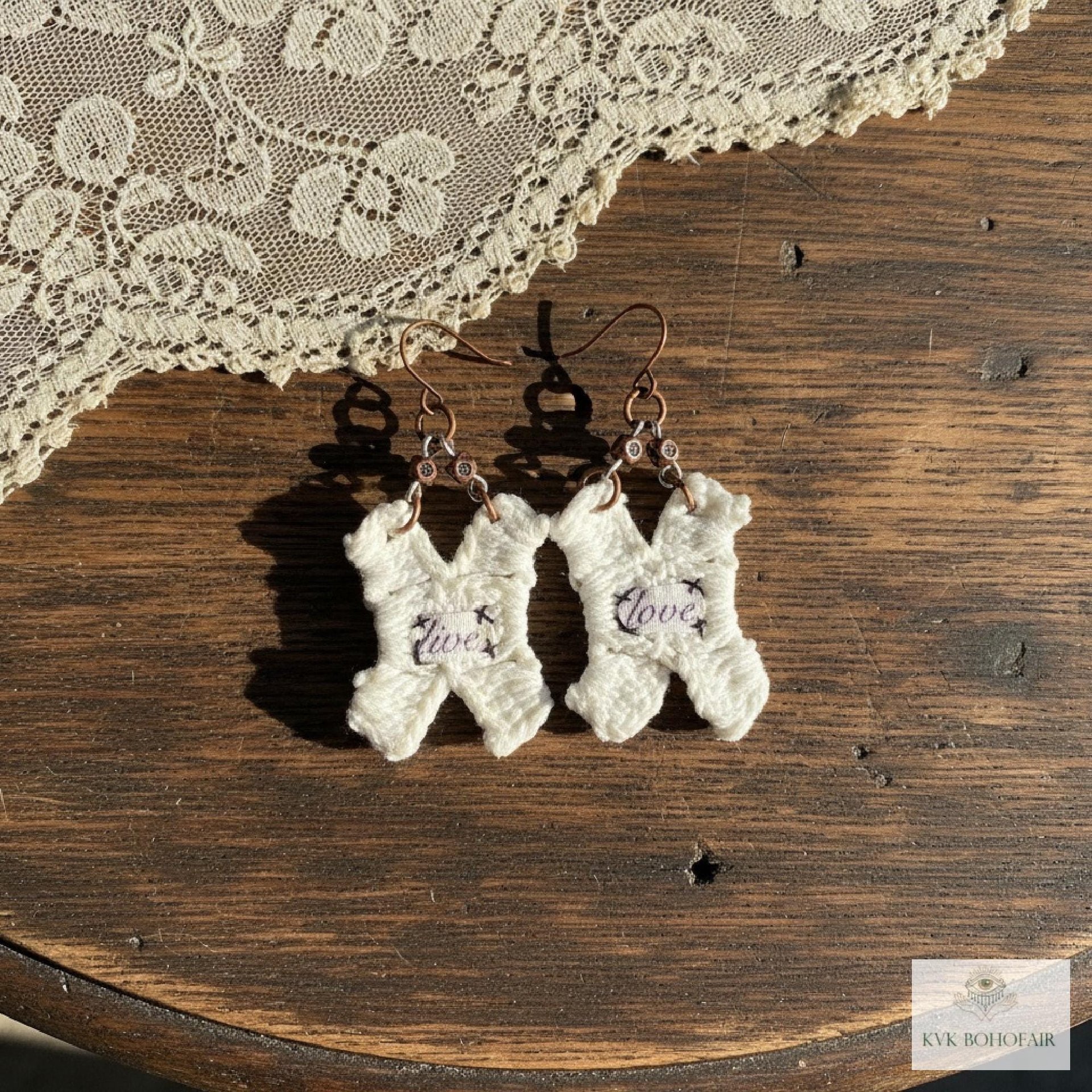 Boho Earrings LIVE LOVE - Hippie Crochet Dangle Earrings