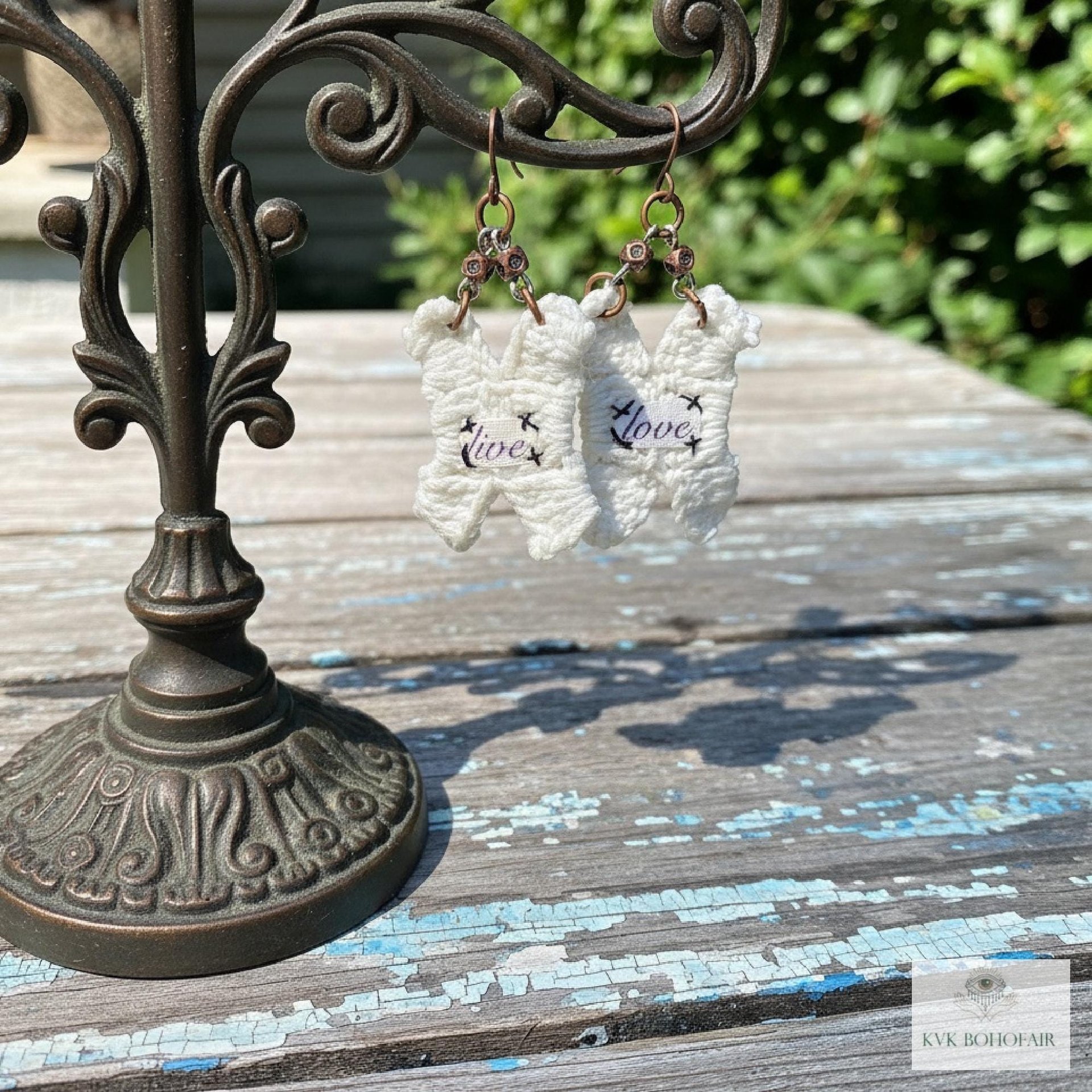 Boho Earrings LIVE LOVE - Hippie Crochet Dangle Earrings