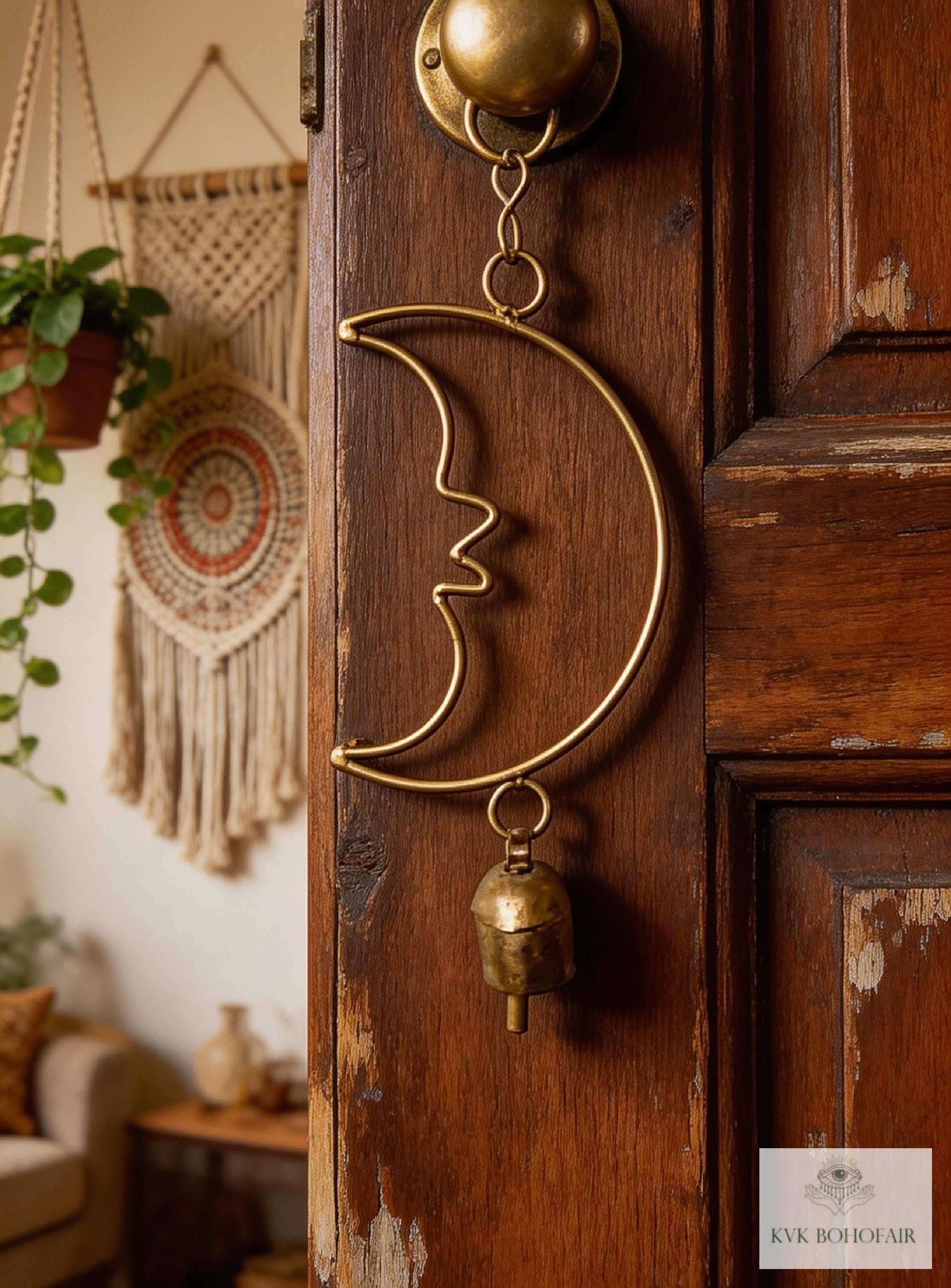 Crescent Moon Bell Chime - Artisan-made Garden Decor