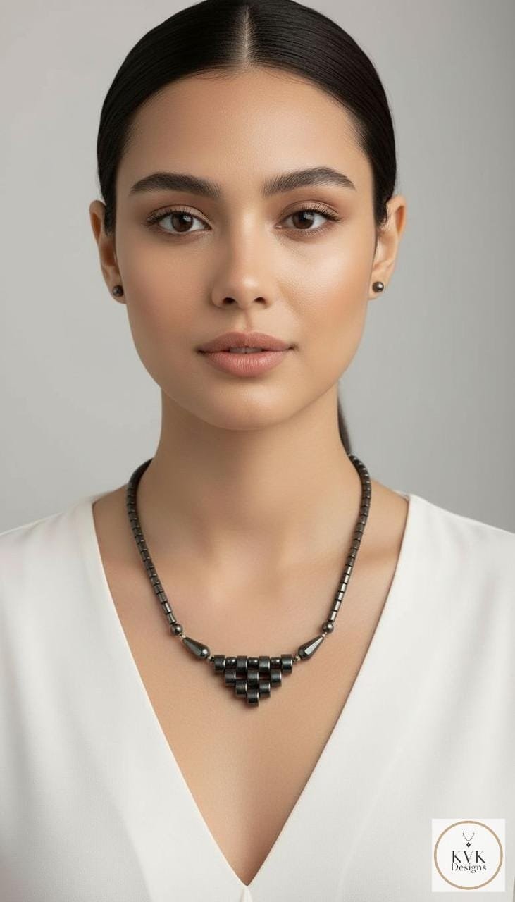 Hematite Bead & Silver Necklace