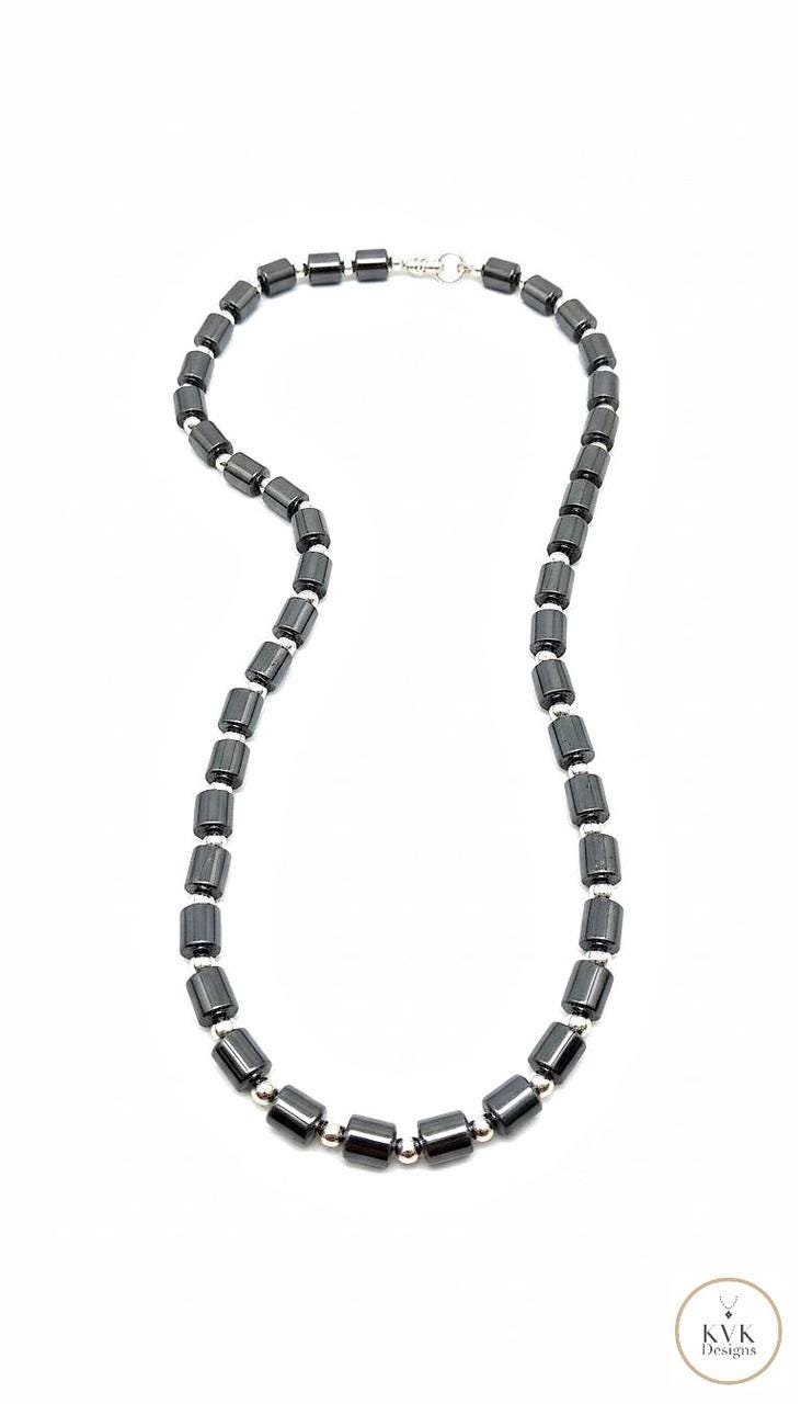 Hematite Barrel Bead Necklace