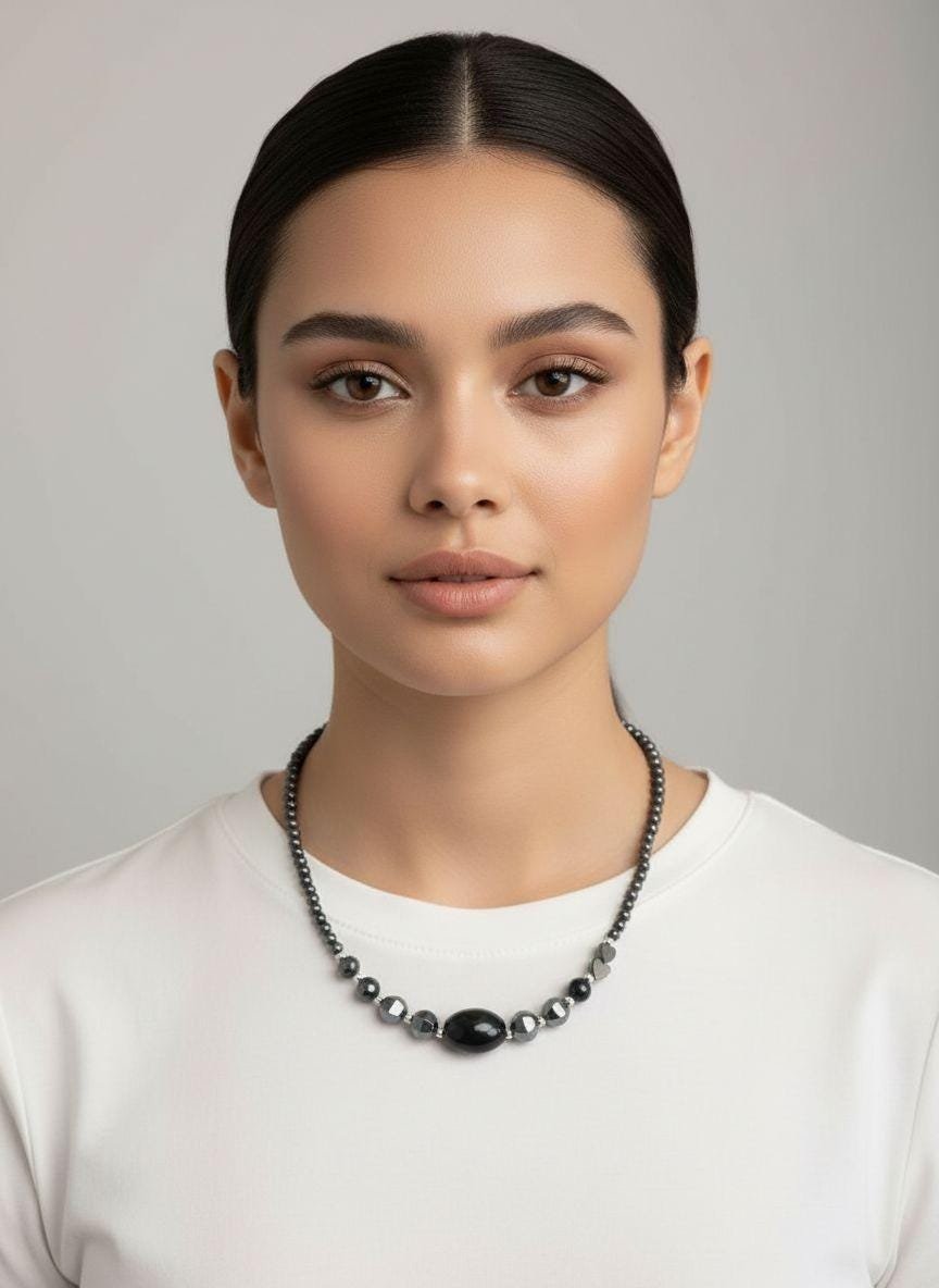 Hematite & Black Onyx Gemstone Necklace
