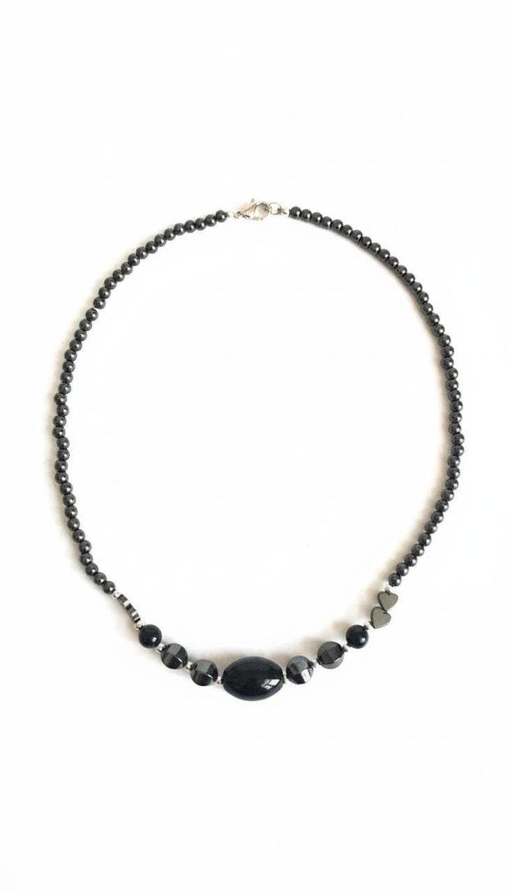 Hematite & Black Onyx Gemstone Necklace