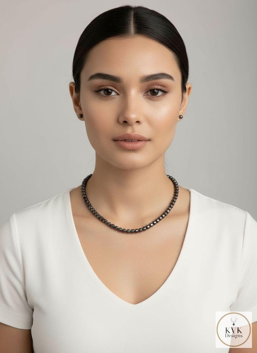 Faceted Hematite Bead Necklace