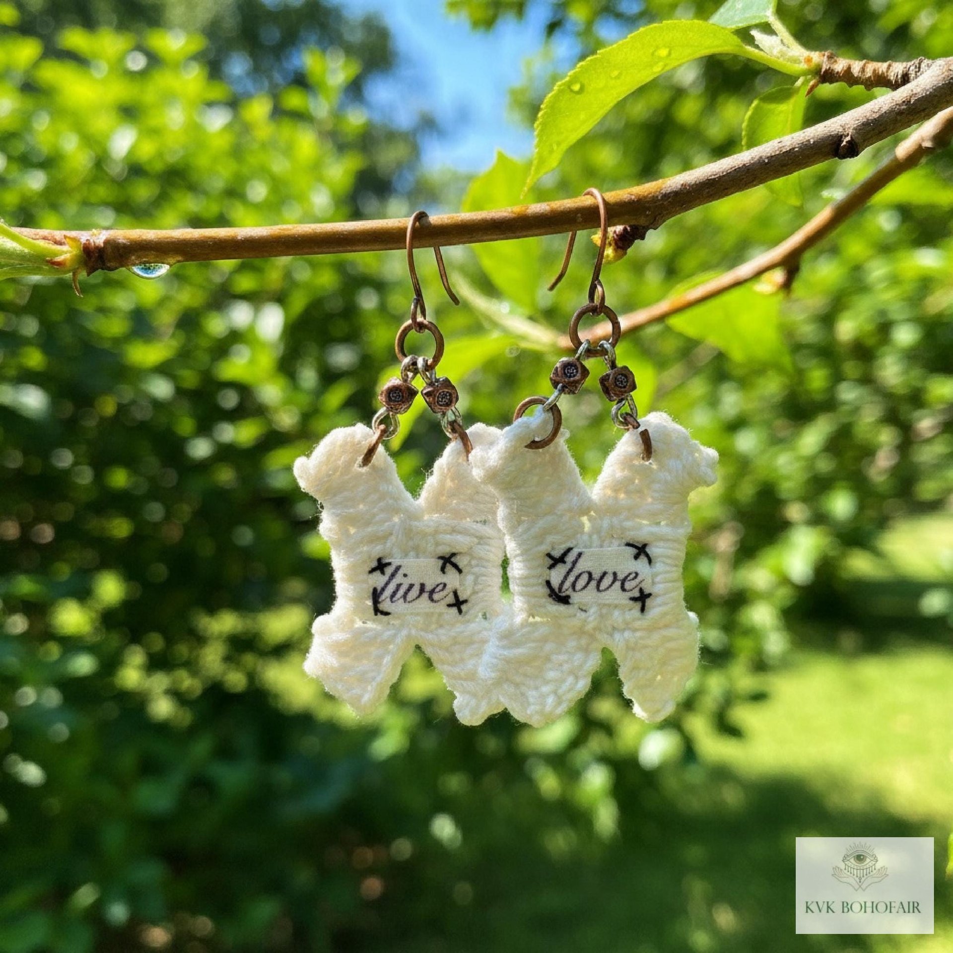 Boho Earrings LIVE LOVE - Hippie Crochet Dangle Earrings