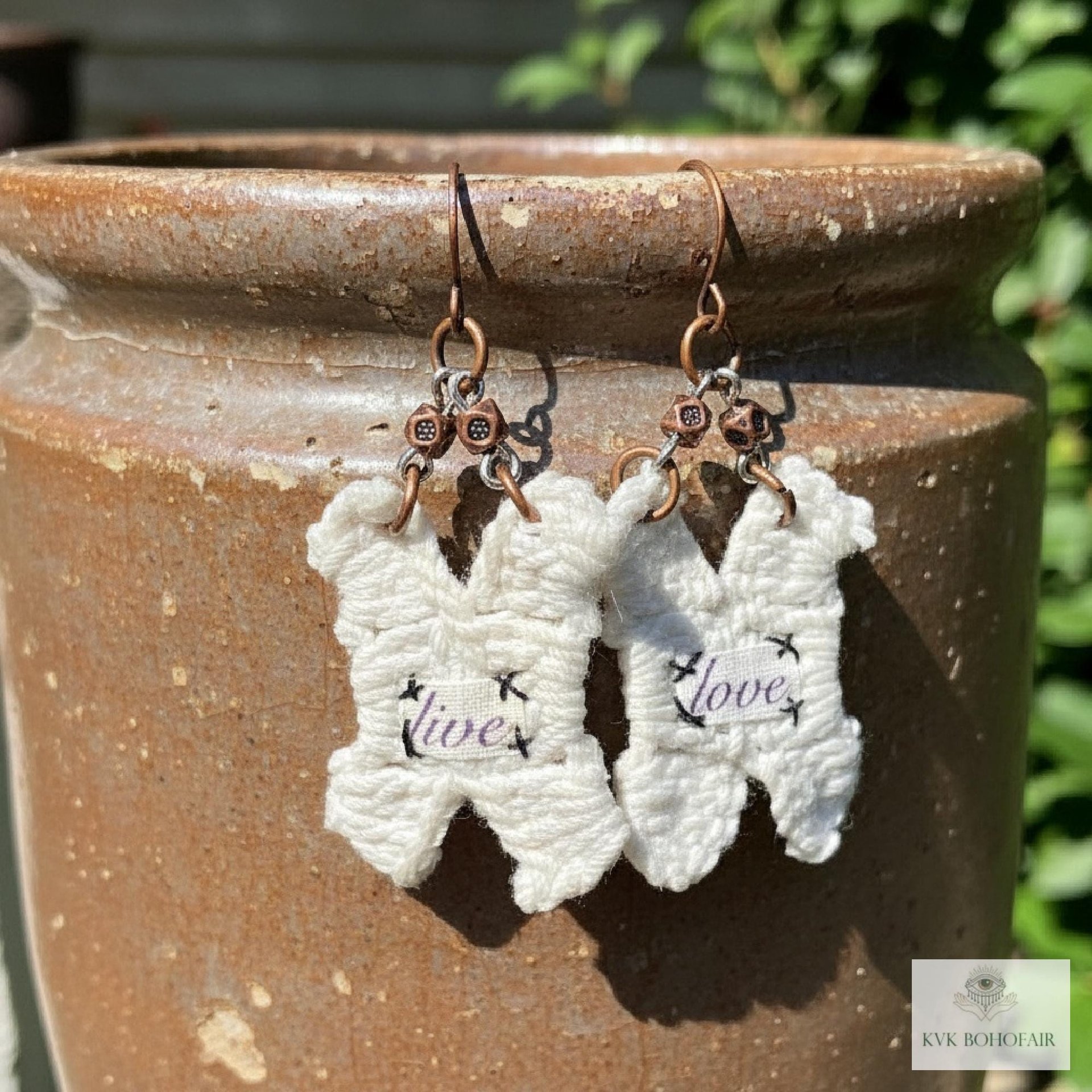 Boho Earrings LIVE LOVE - Hippie Crochet Dangle Earrings