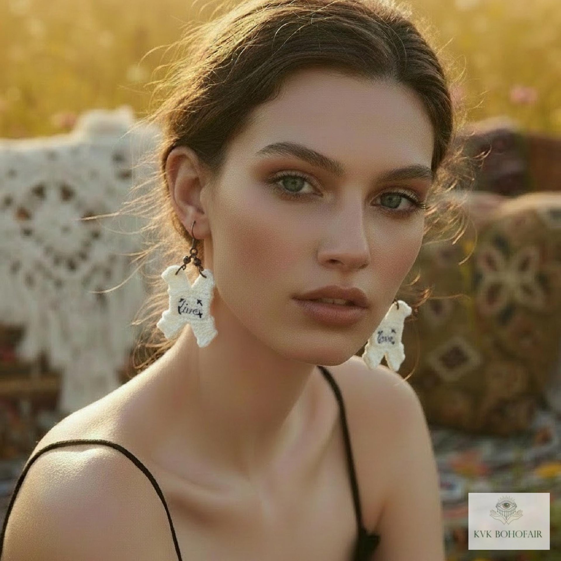 Boho Earrings LIVE LOVE - Hippie Crochet Dangle Earrings