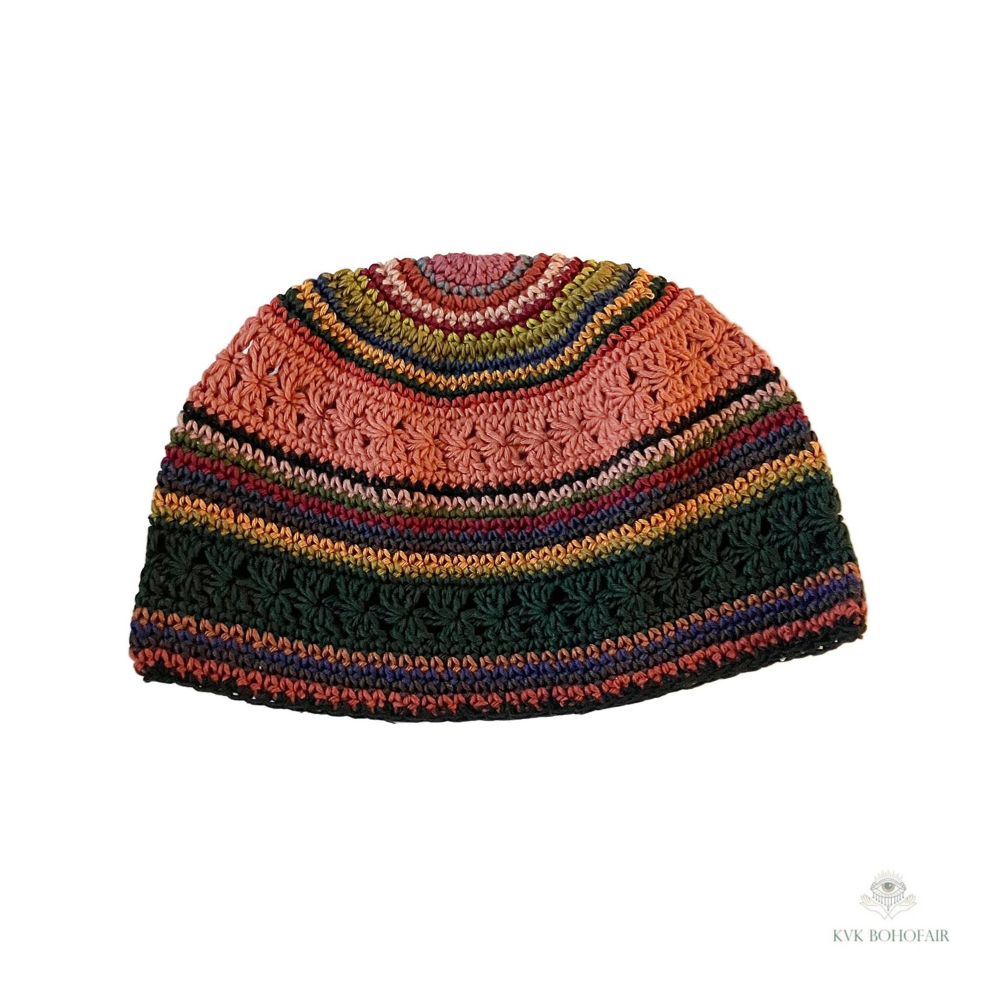 Striped Kufi Skull Cap - Crocheted Beanie Hat, Ethically sourced