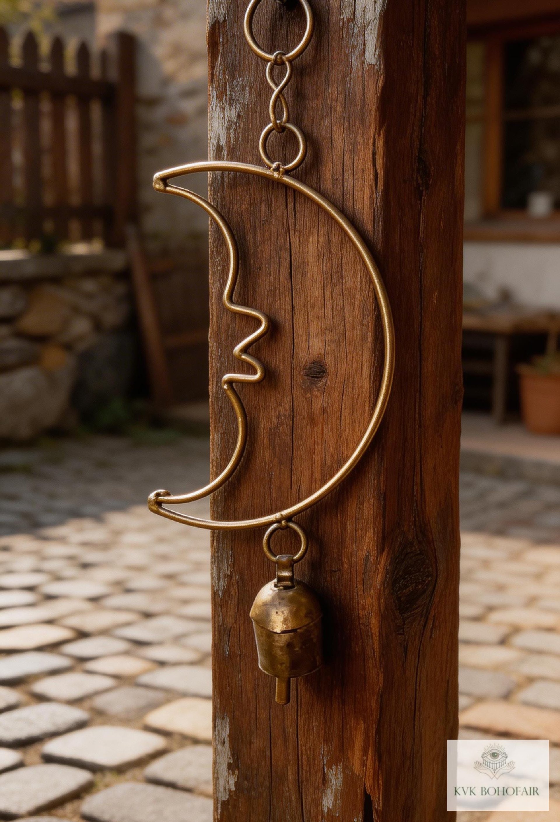 Crescent Moon Bell Chime - Artisan-made Garden Decor