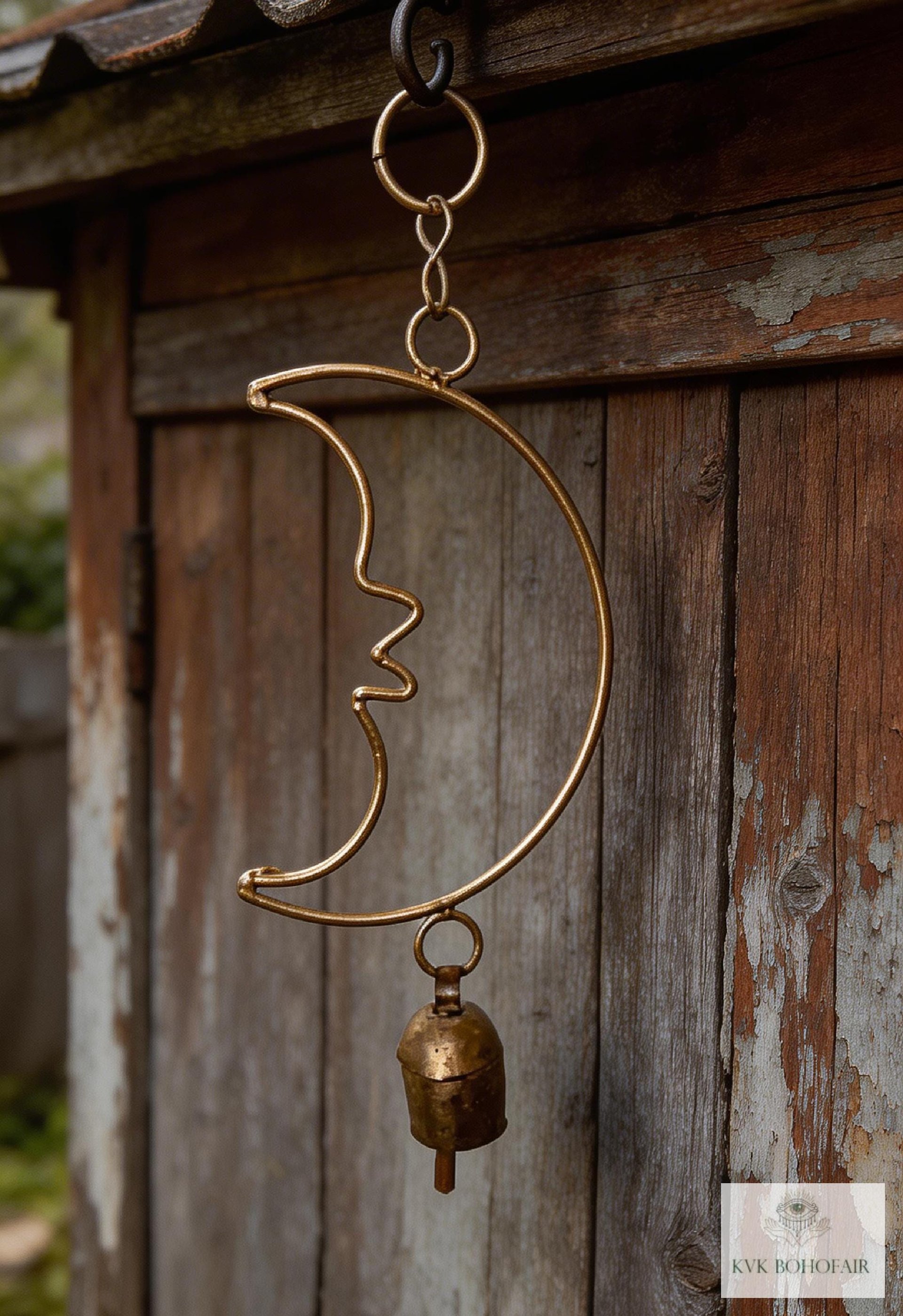Crescent Moon Bell Chime - Artisan-made Garden Decor
