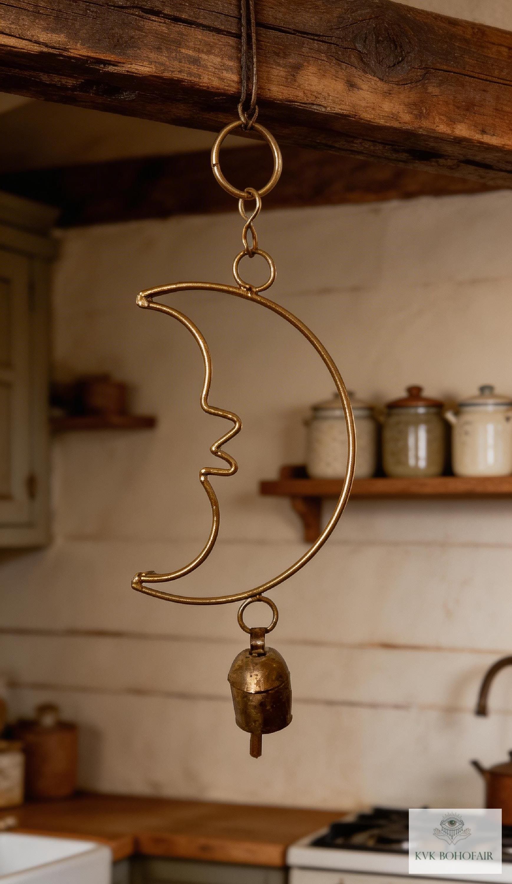 Crescent Moon Bell Chime - Artisan-made Garden Decor