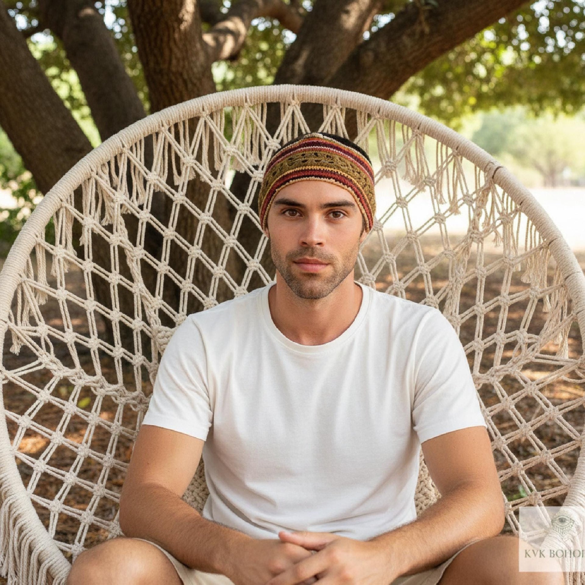 Striped Kufi Skull Cap - Crocheted Beanie Hat, Ethically sourced