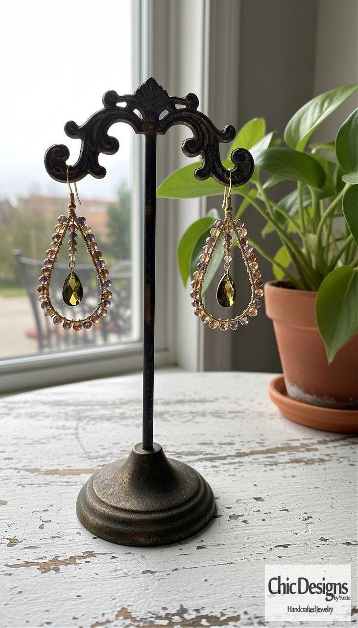 Topaz Swarovski Crystal and Earth Tone Earrings