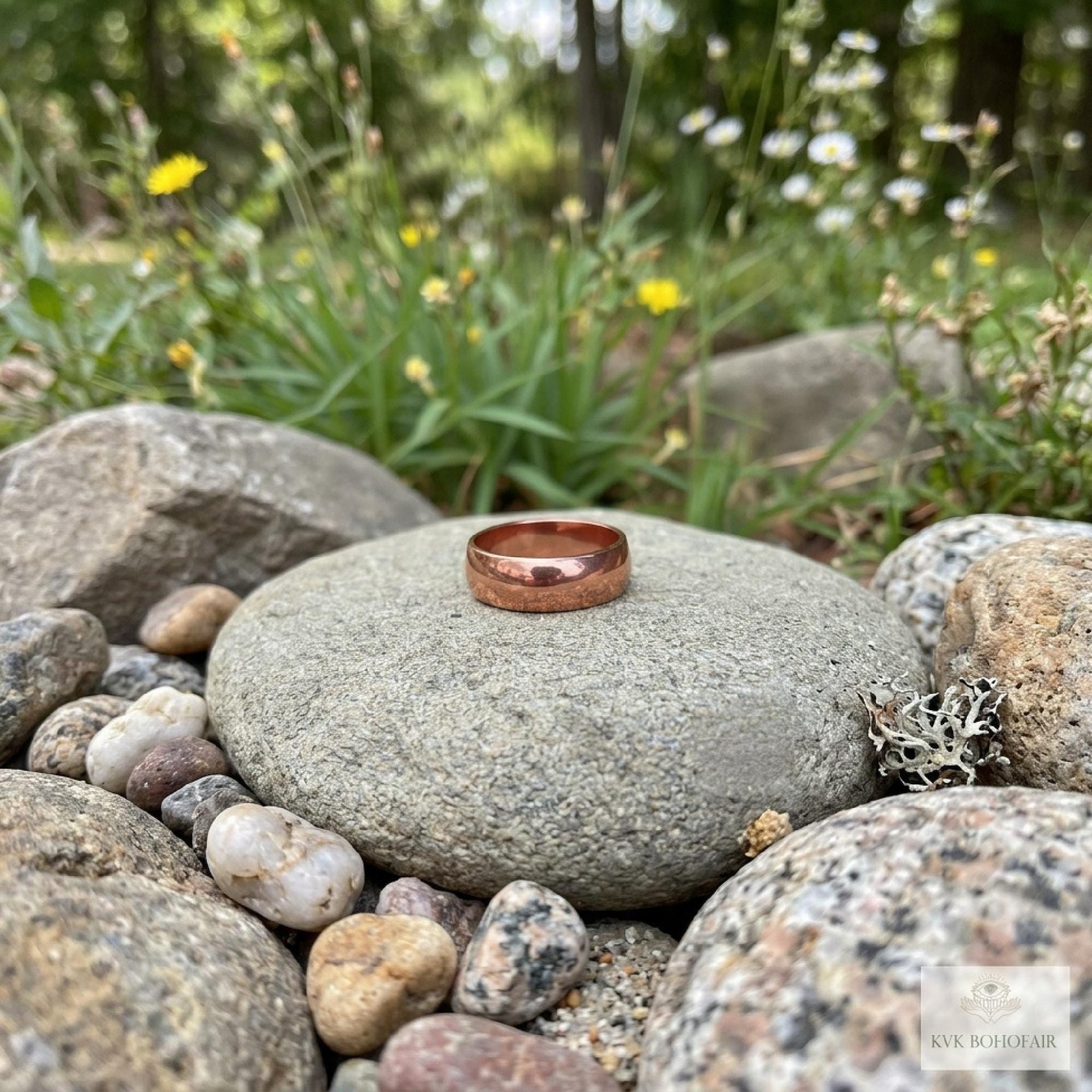 Handmade 6mm Copper Dome Band Ring - Unique Boho Style Jewelry