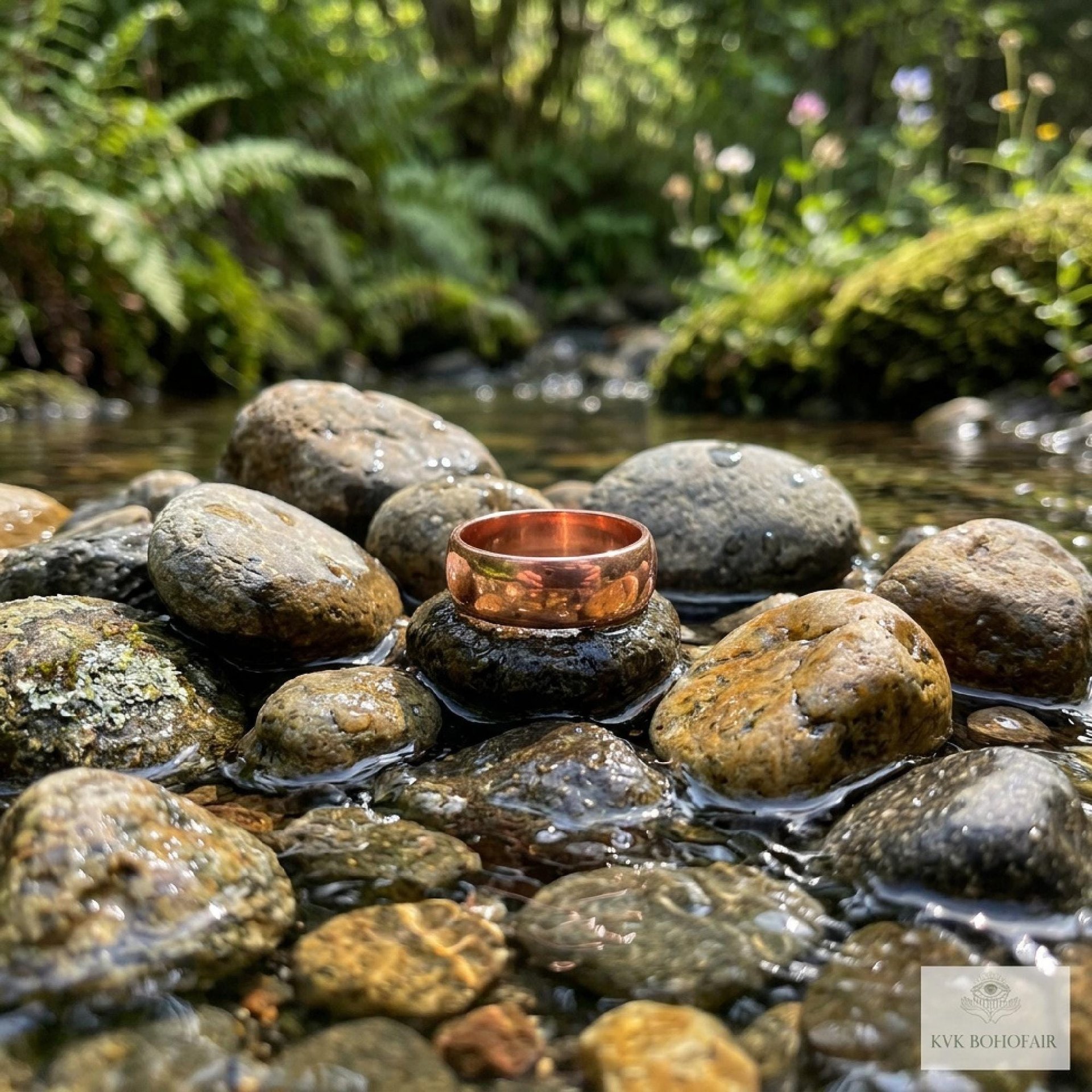 Handmade 6mm Copper Dome Band Ring - Unique Boho Style Jewelry