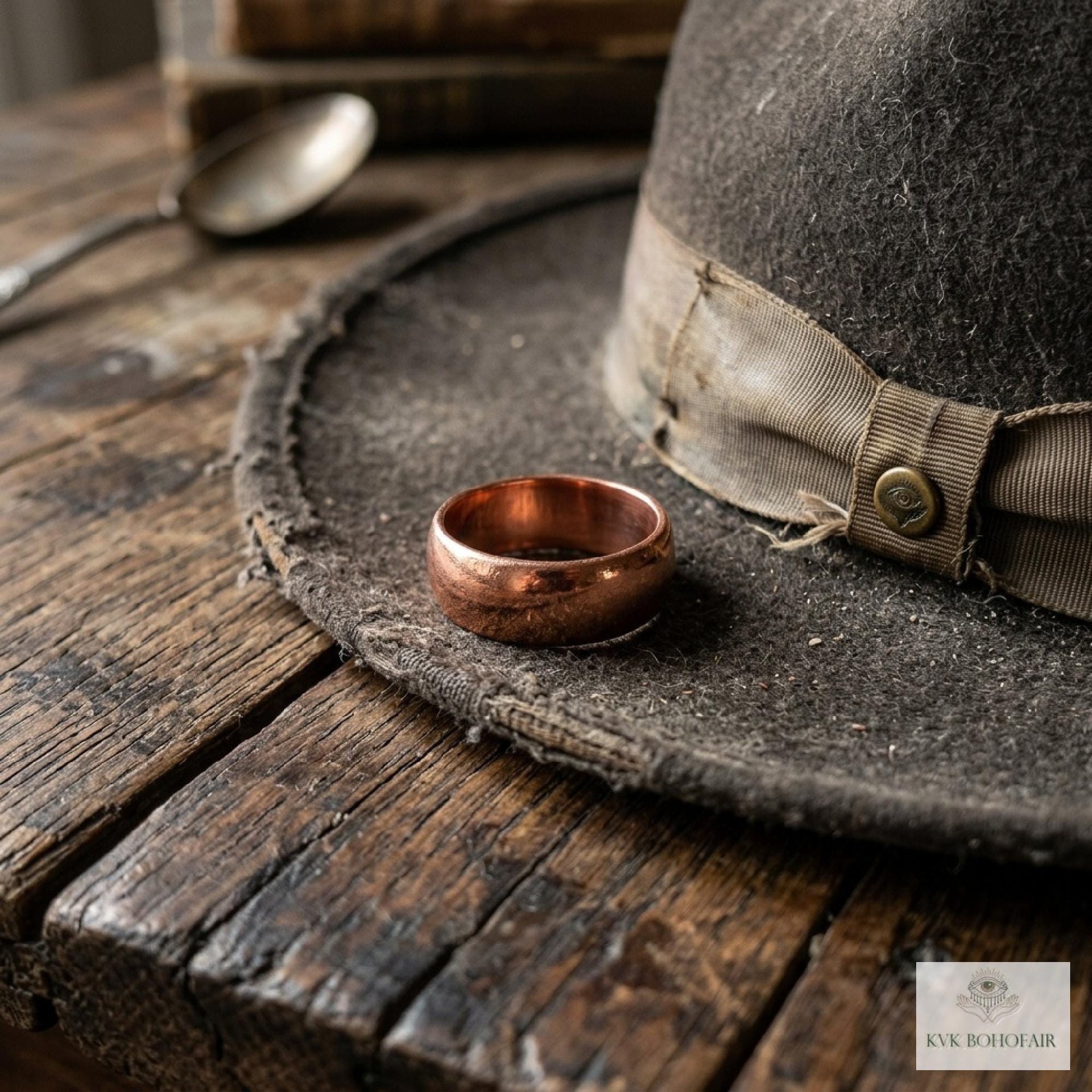 Handmade 6mm Copper Dome Band Ring - Unique Boho Style Jewelry