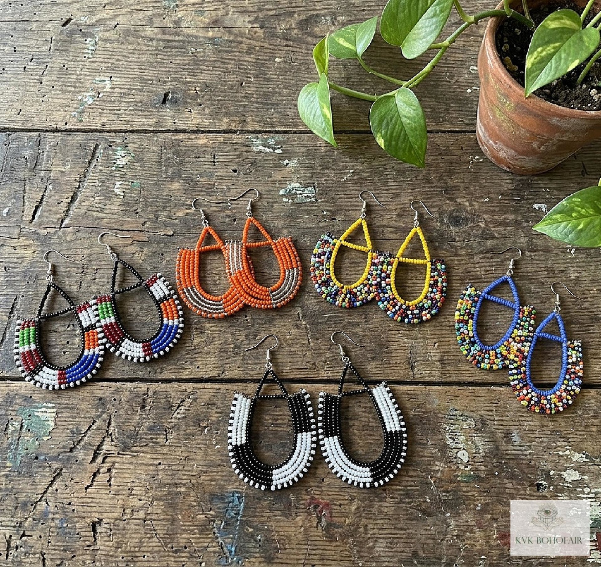 Maasai Beaded Earrings - Statement African Earrings